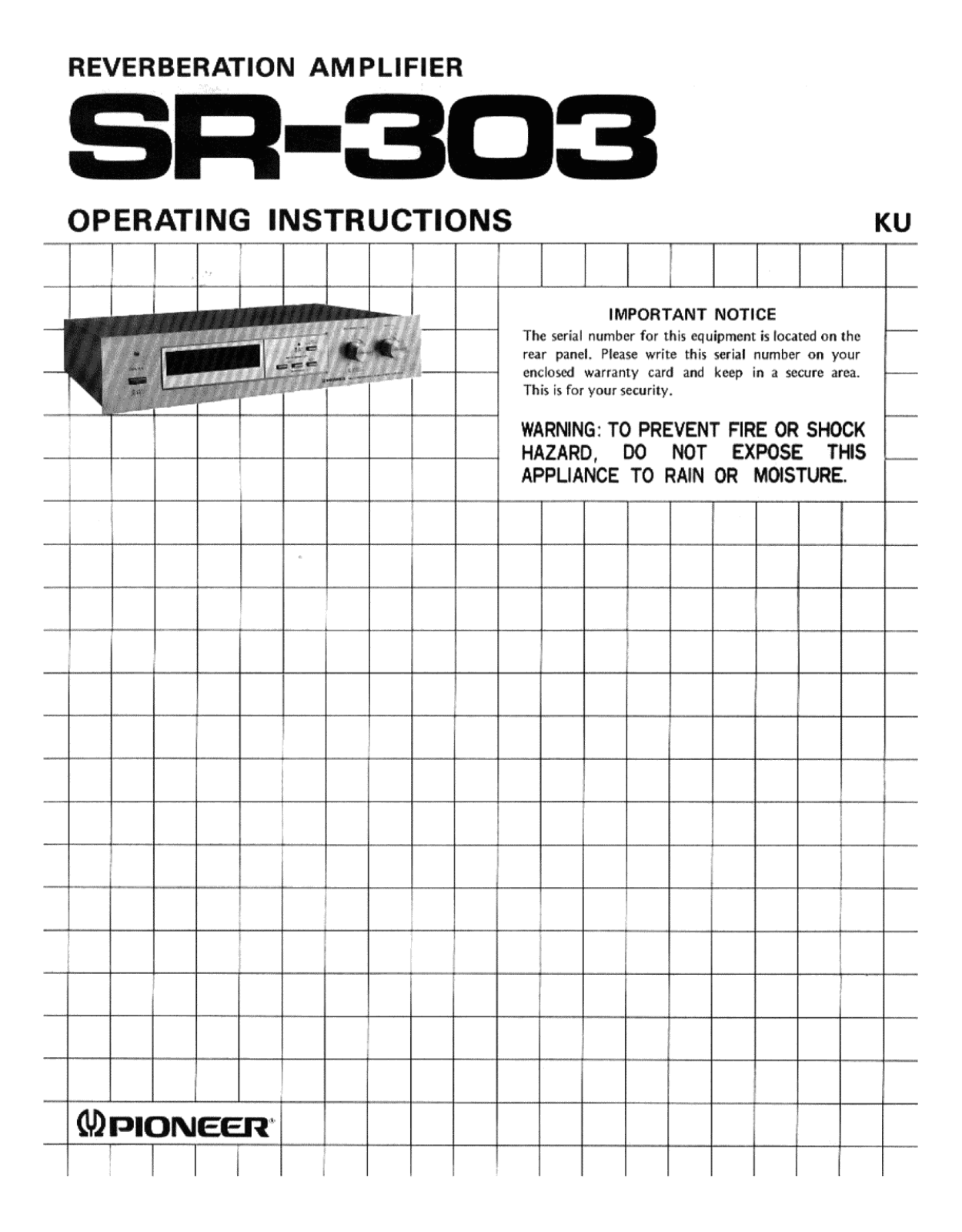 Pioneer SR-303 Owners manual