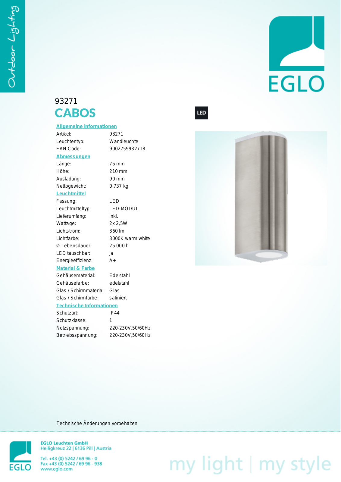 Eglo 93271 Service Manual