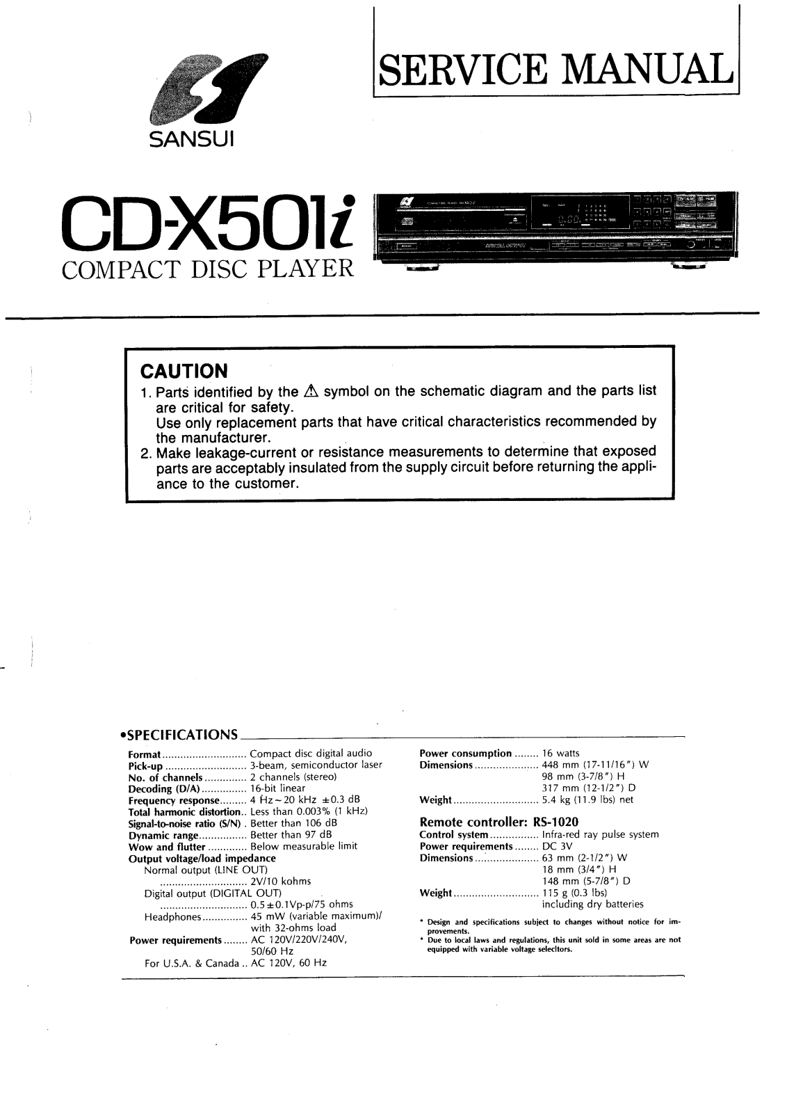 Sansui CDX-501-I Service manual