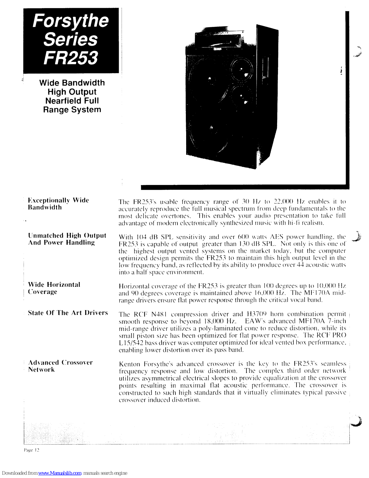 EAW Forsythe FR253 User Manual