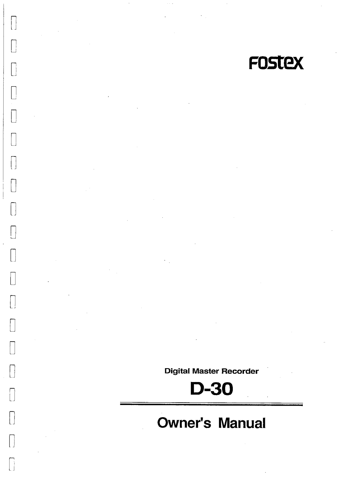 Fostex D-30 Owners Manual