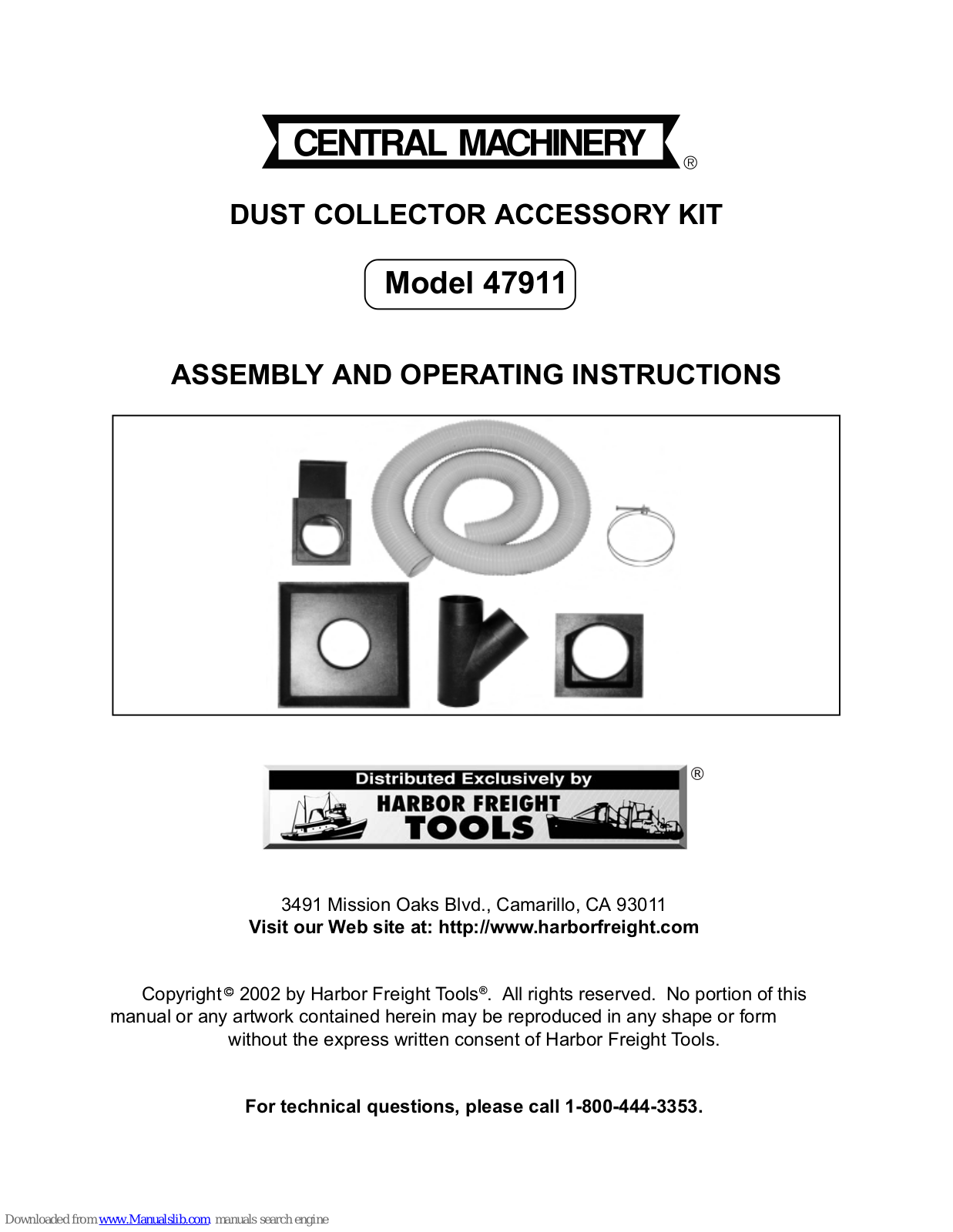 Central Machinery 47911 Assembly And Operating Instructions Manual