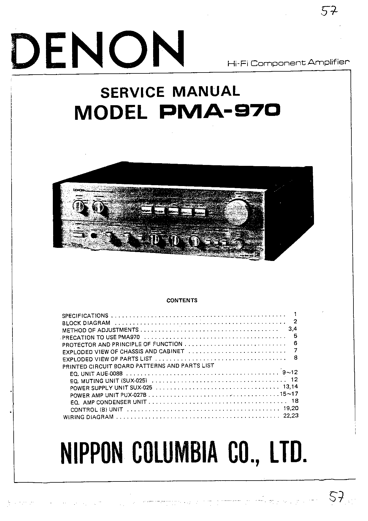 Denon PMA-970 Service Manual