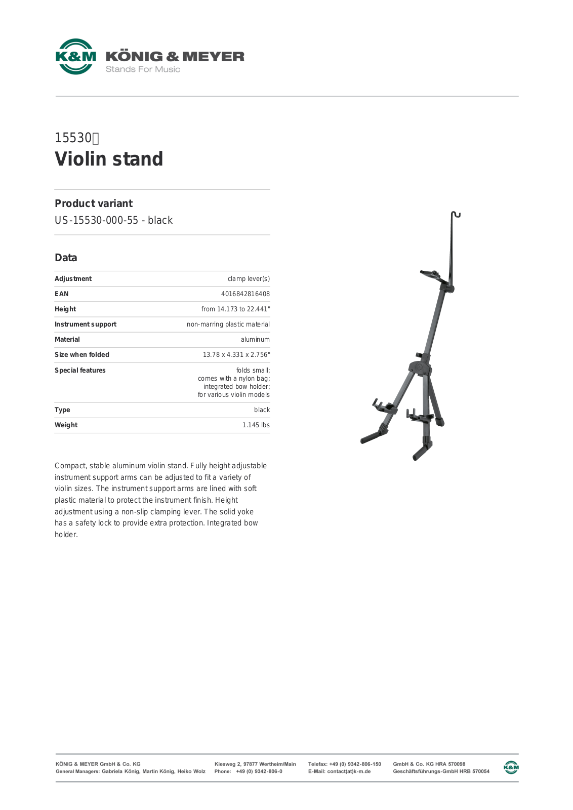 K&M 15530 Data Sheet