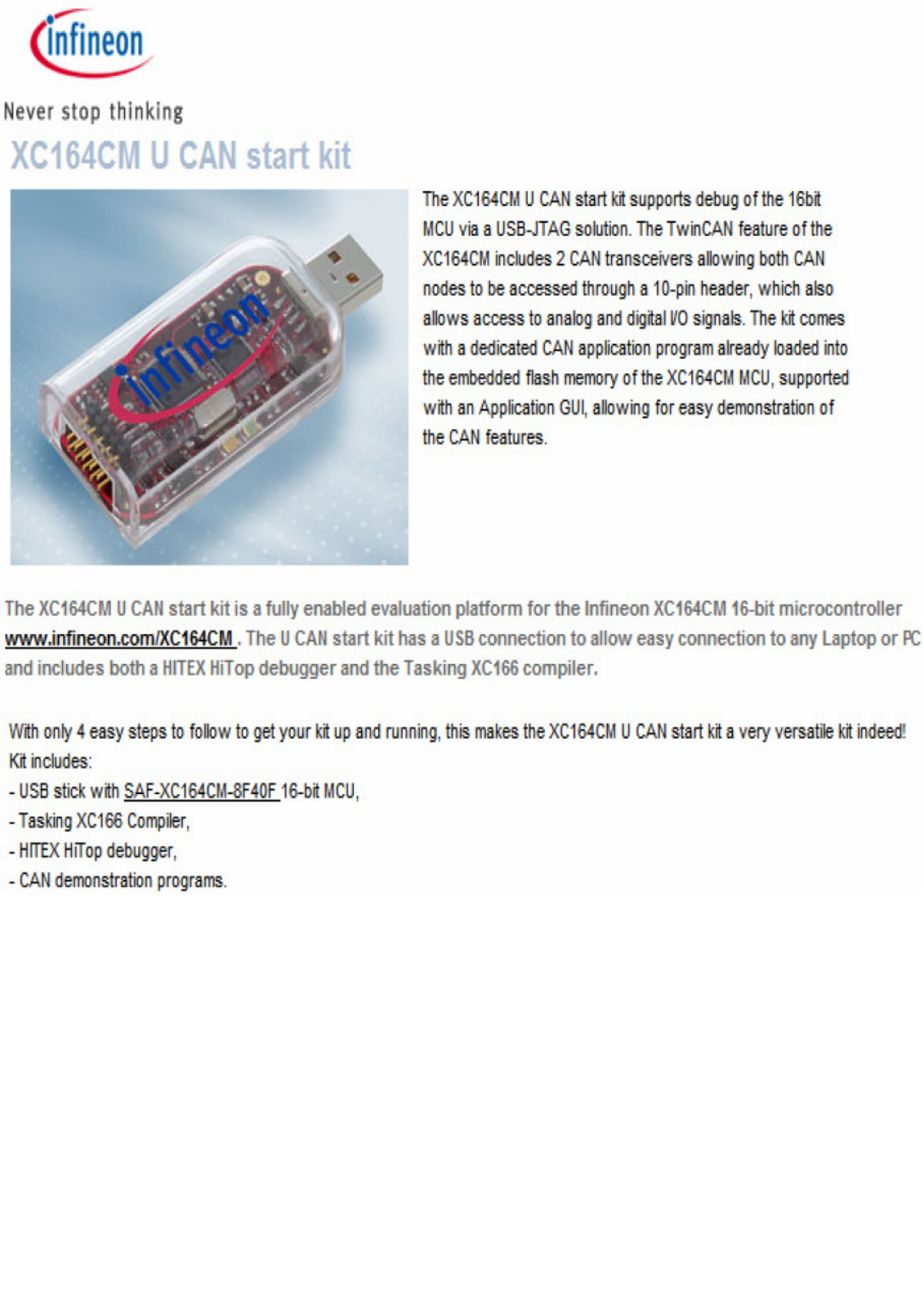 INFINEON XC164CM U CAN User Manual