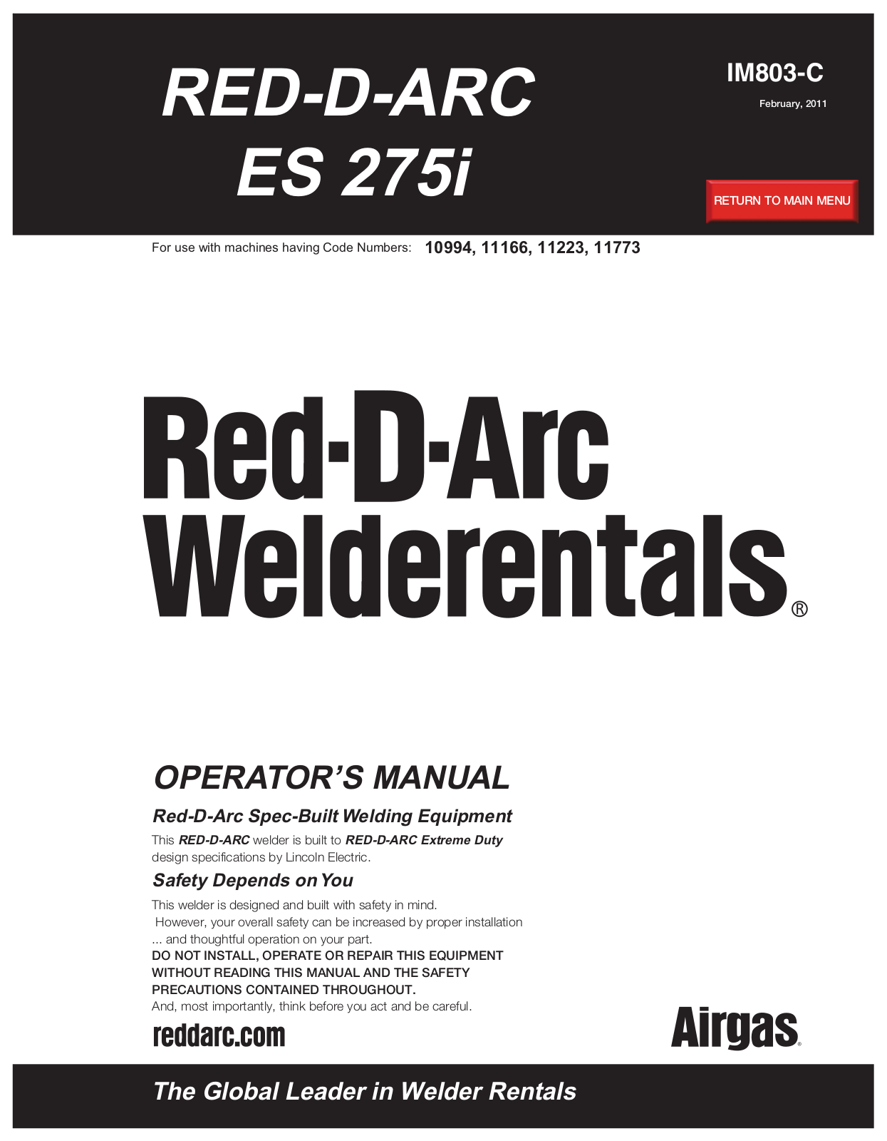 Lincoln Electric ES 275I User Manual