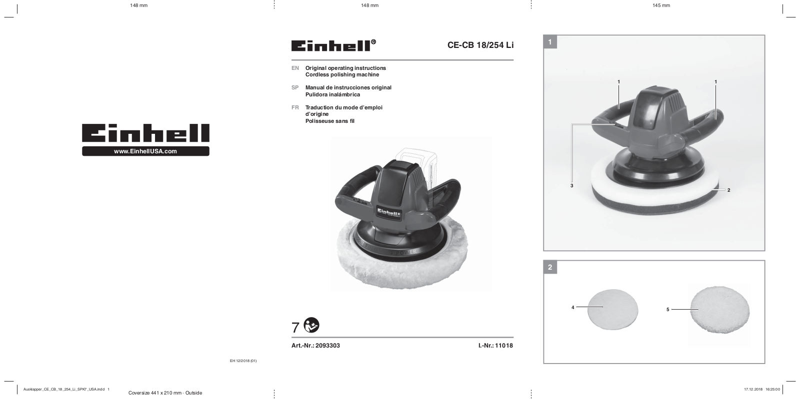 Einhell CE-CB 18/254 Li User guide (Solo)