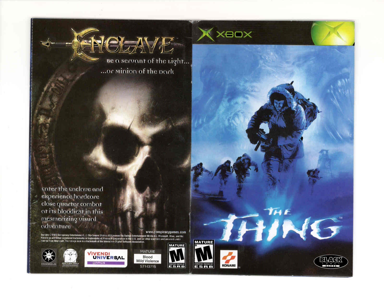 Games Microsoft XBOX THE THING User Manual