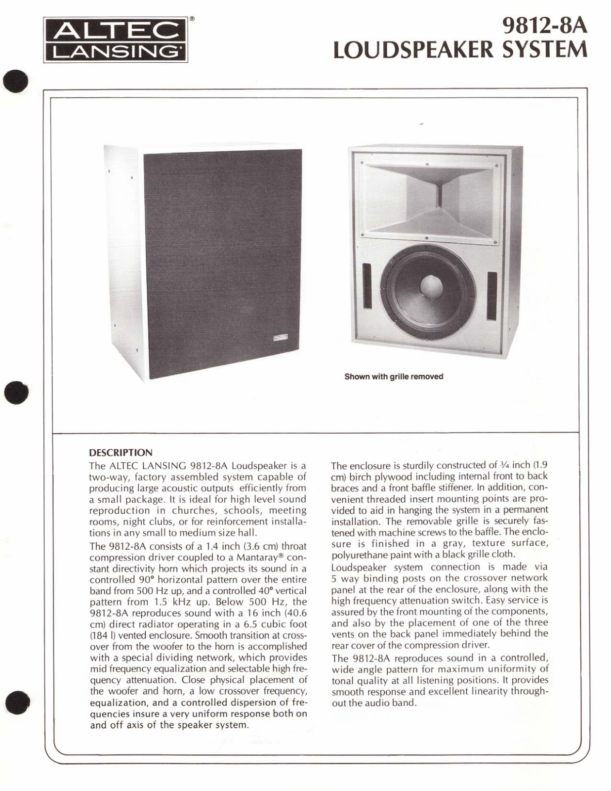 Altec lansing 9812-8A User Manual