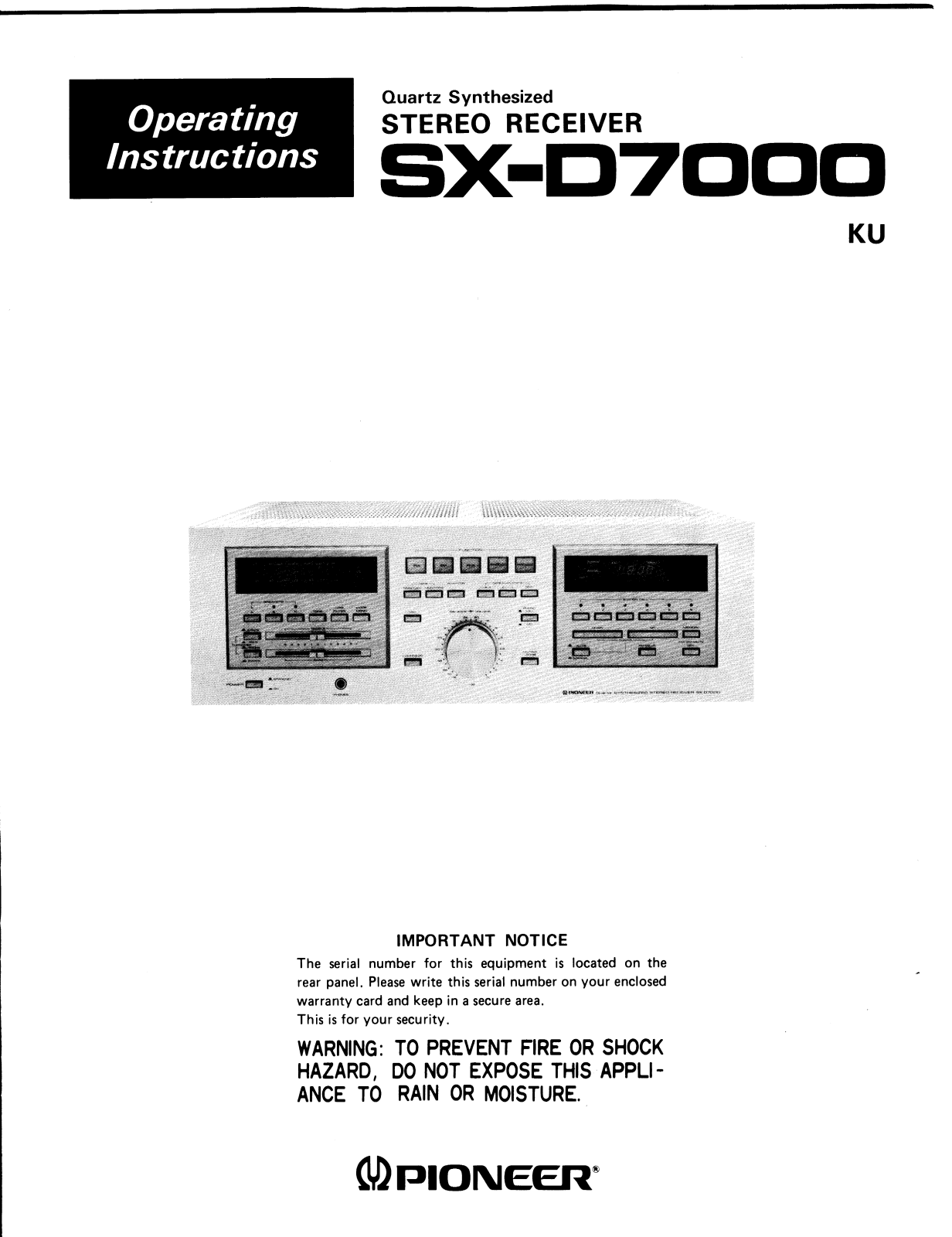 Pioneer SXD-7000 Owners manual