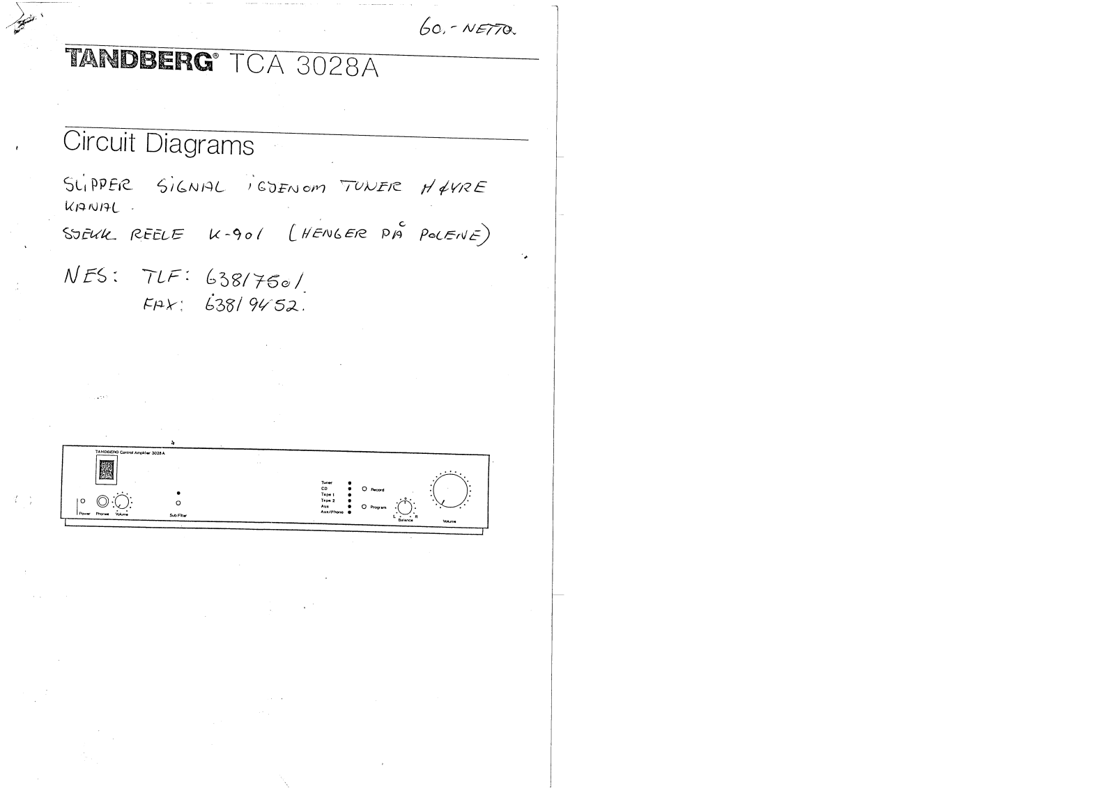 Tandberg TCA-3028-A Service manual