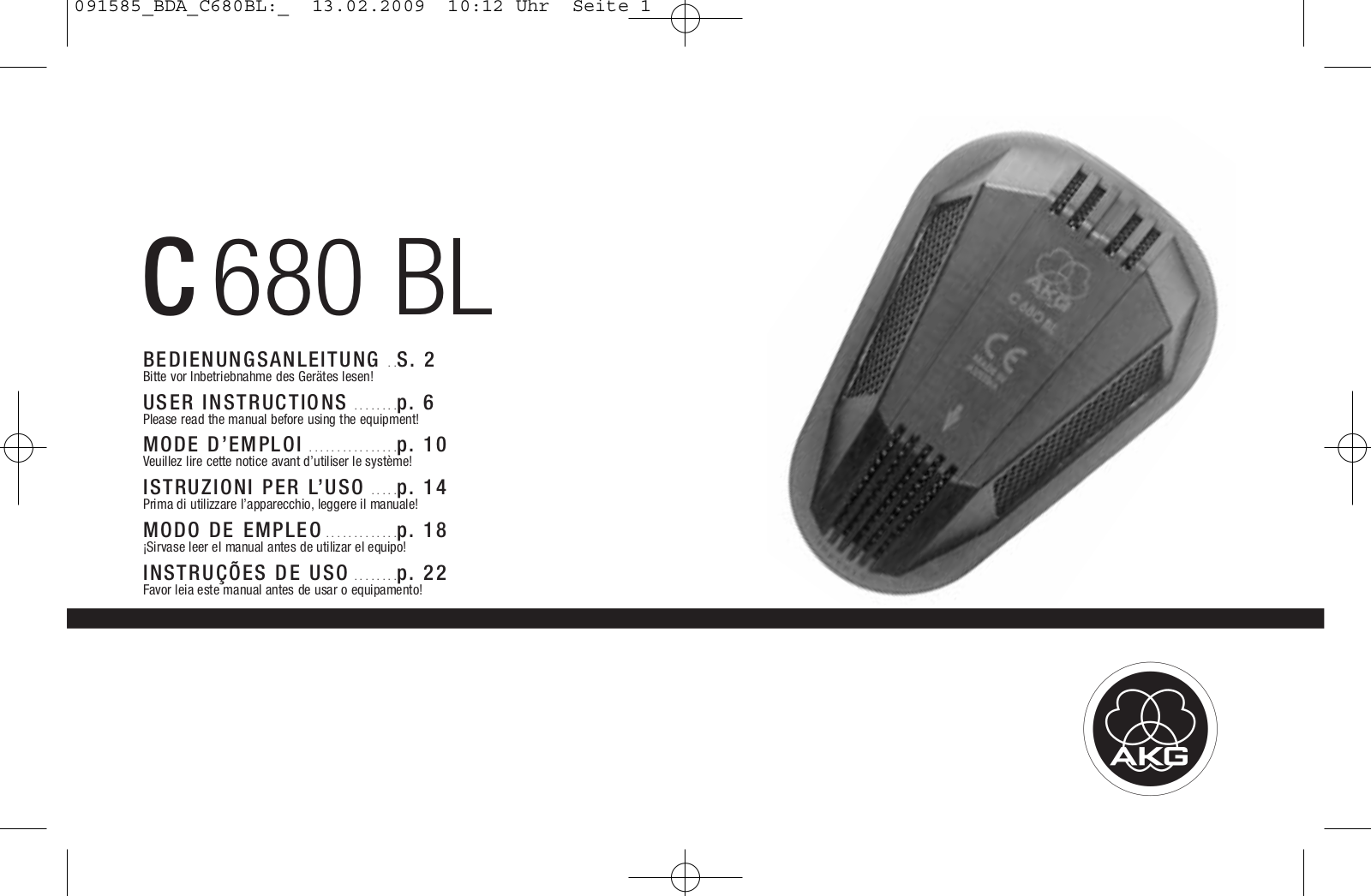 Akg C 680 BL User Manual