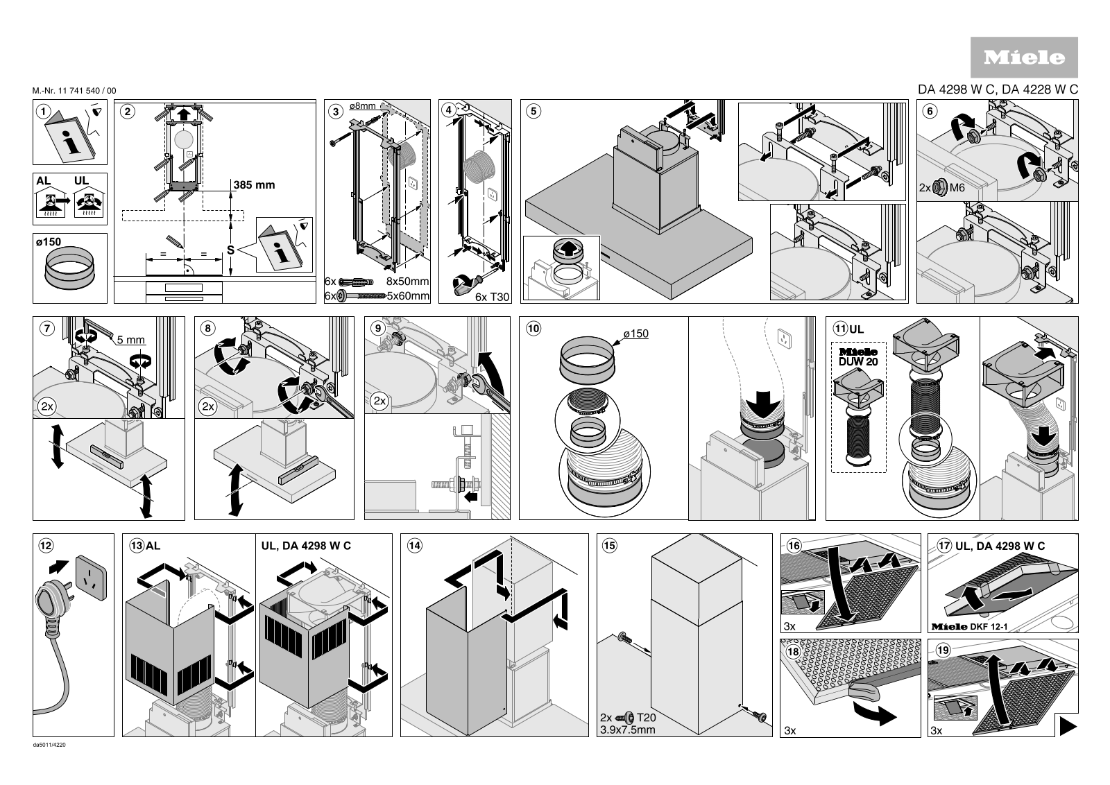 Miele DA 4228 W C, DA 4298 W C Assembly drawing