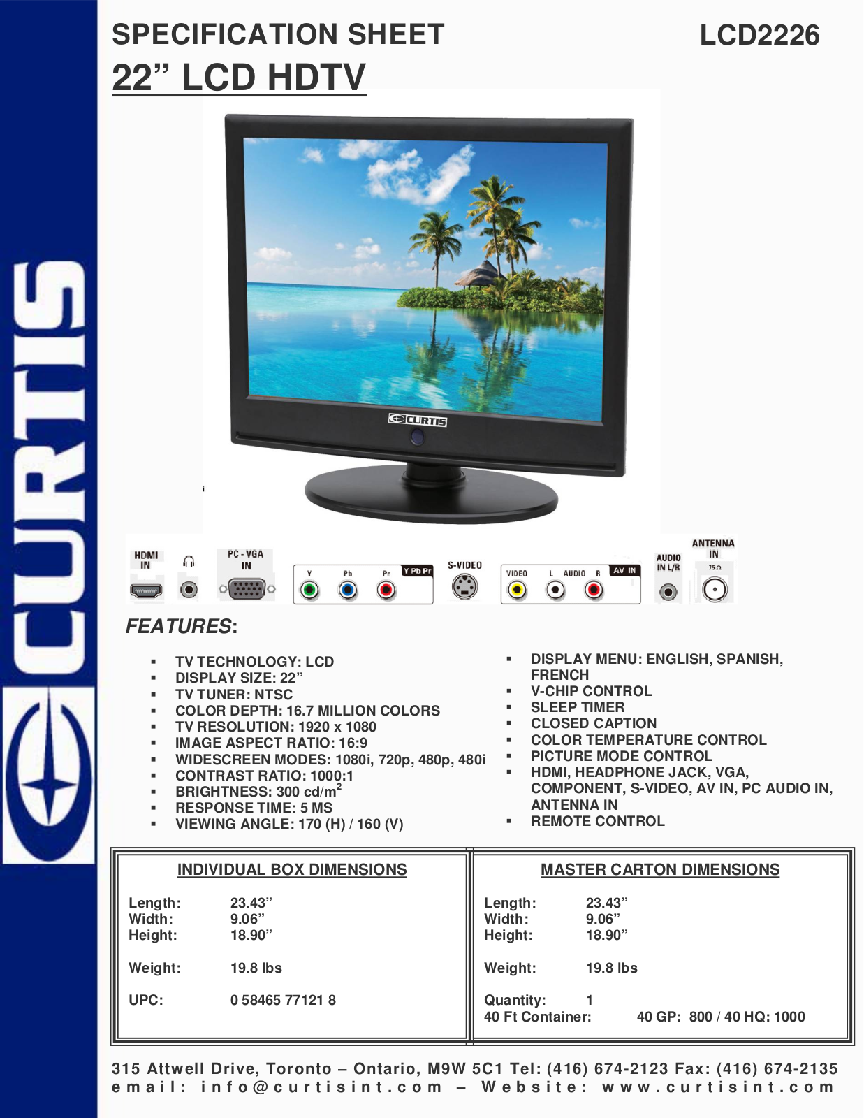 Curtis LCD2226 User Manual