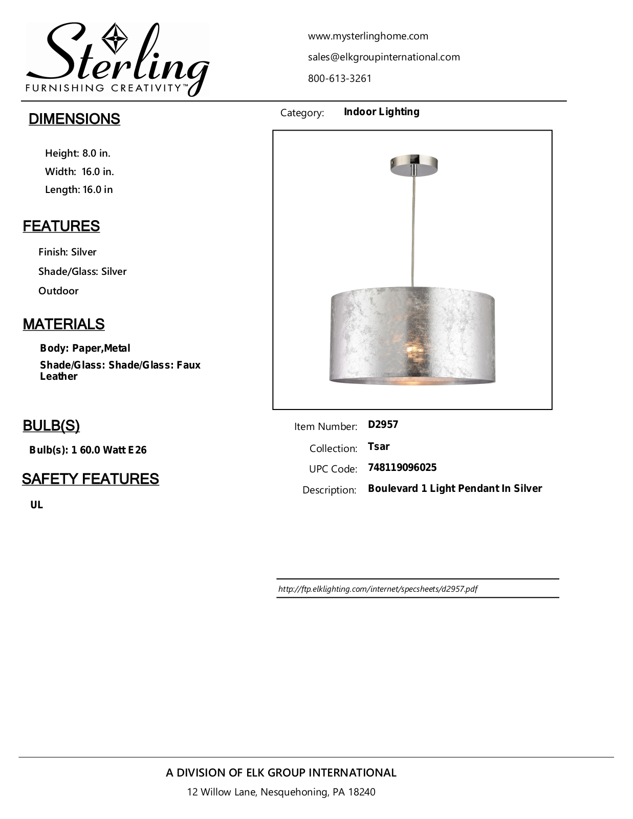 ELK Home D2957 User Manual