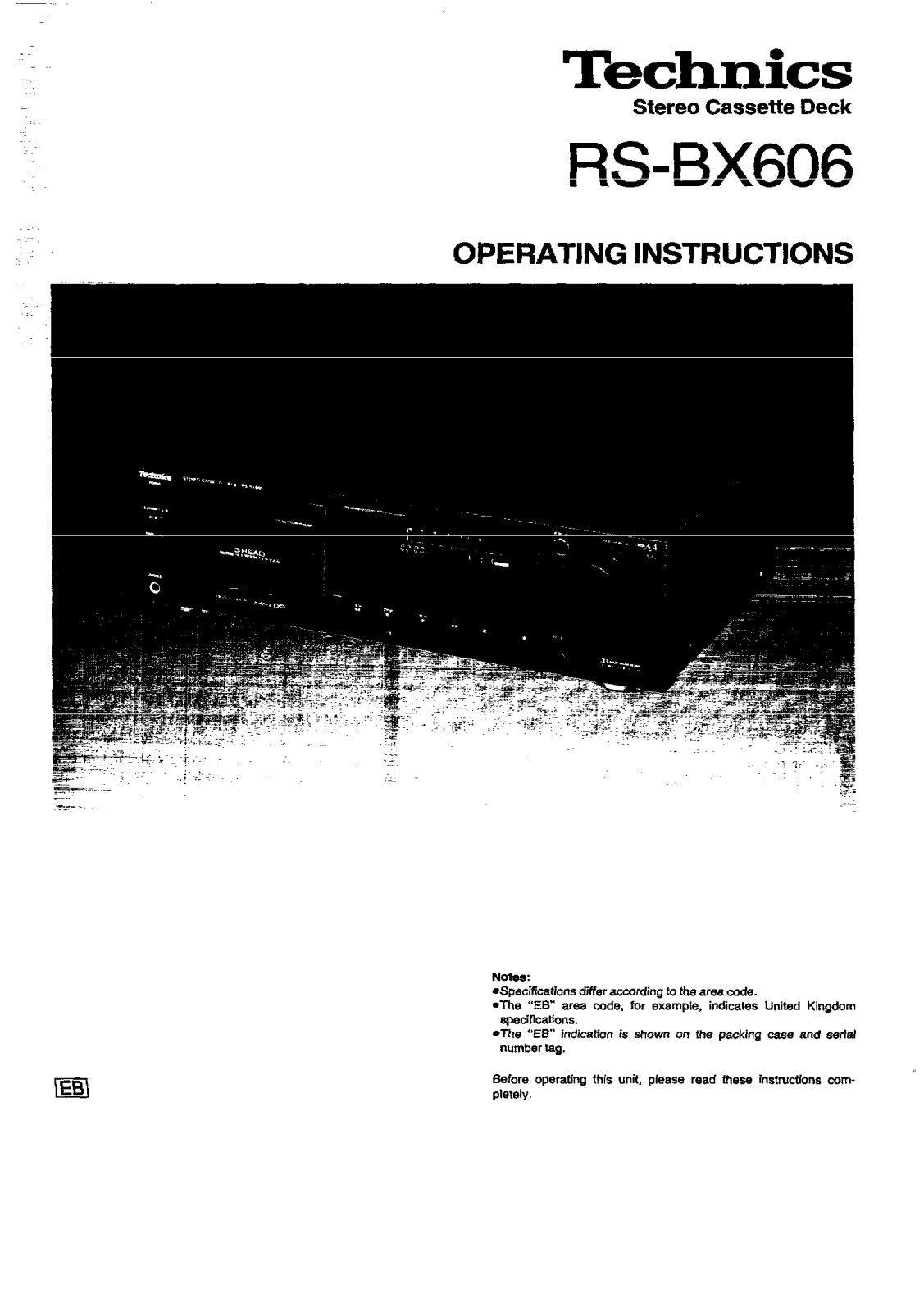 Panasonic RS-BX606 Operating Instructions