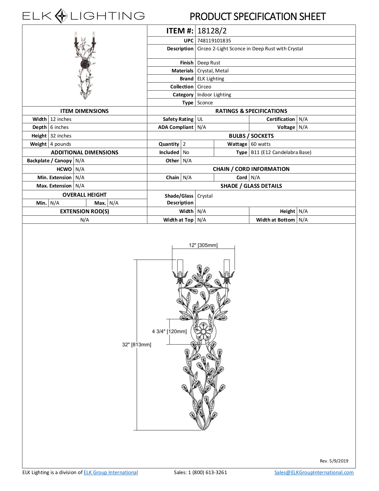 ELK Lighting 181282 Specifications - ManualMachine.com