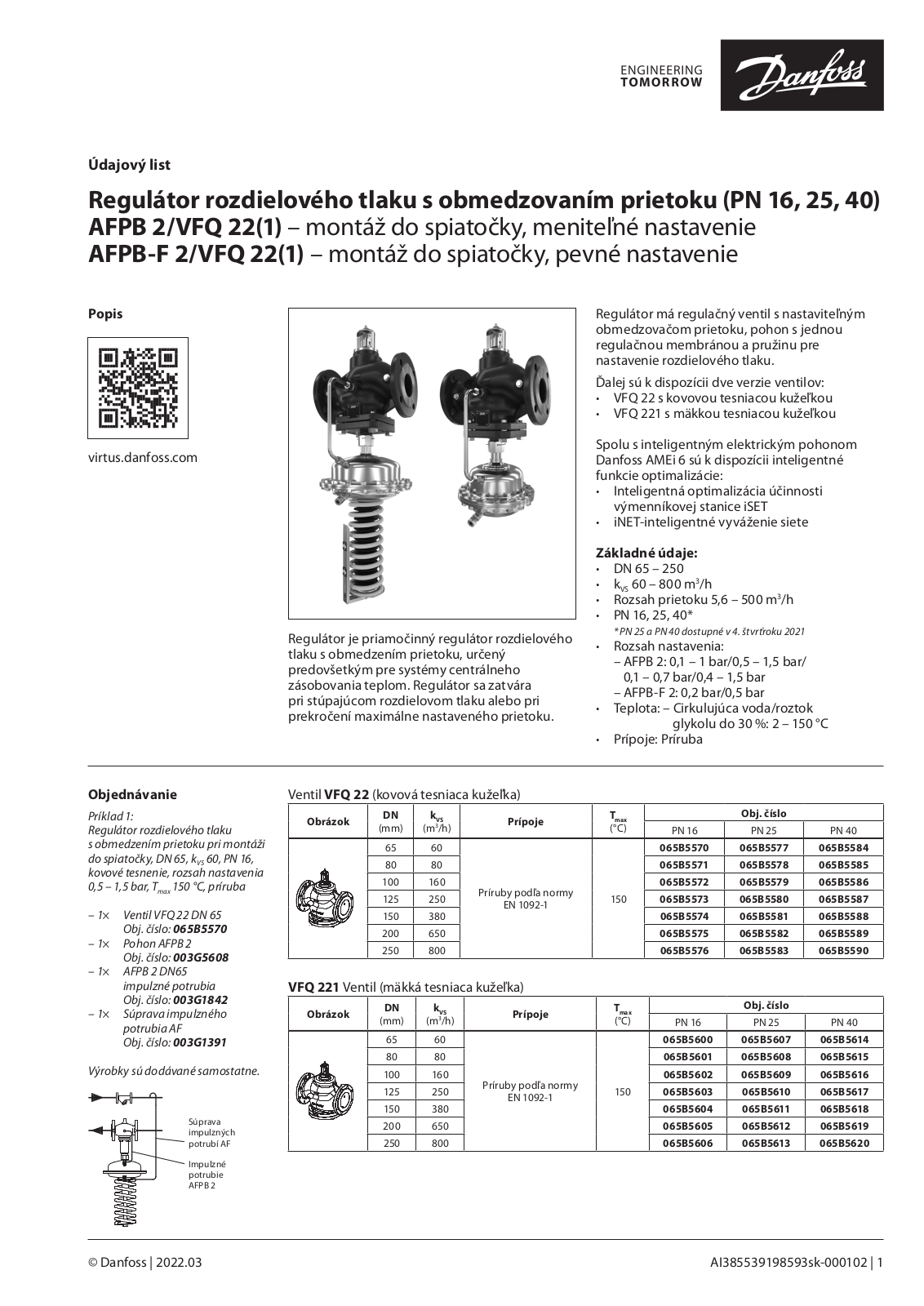 Danfoss AFPB 2, AFPB-F 2, VFQ 221, VFQ 22 Data sheet