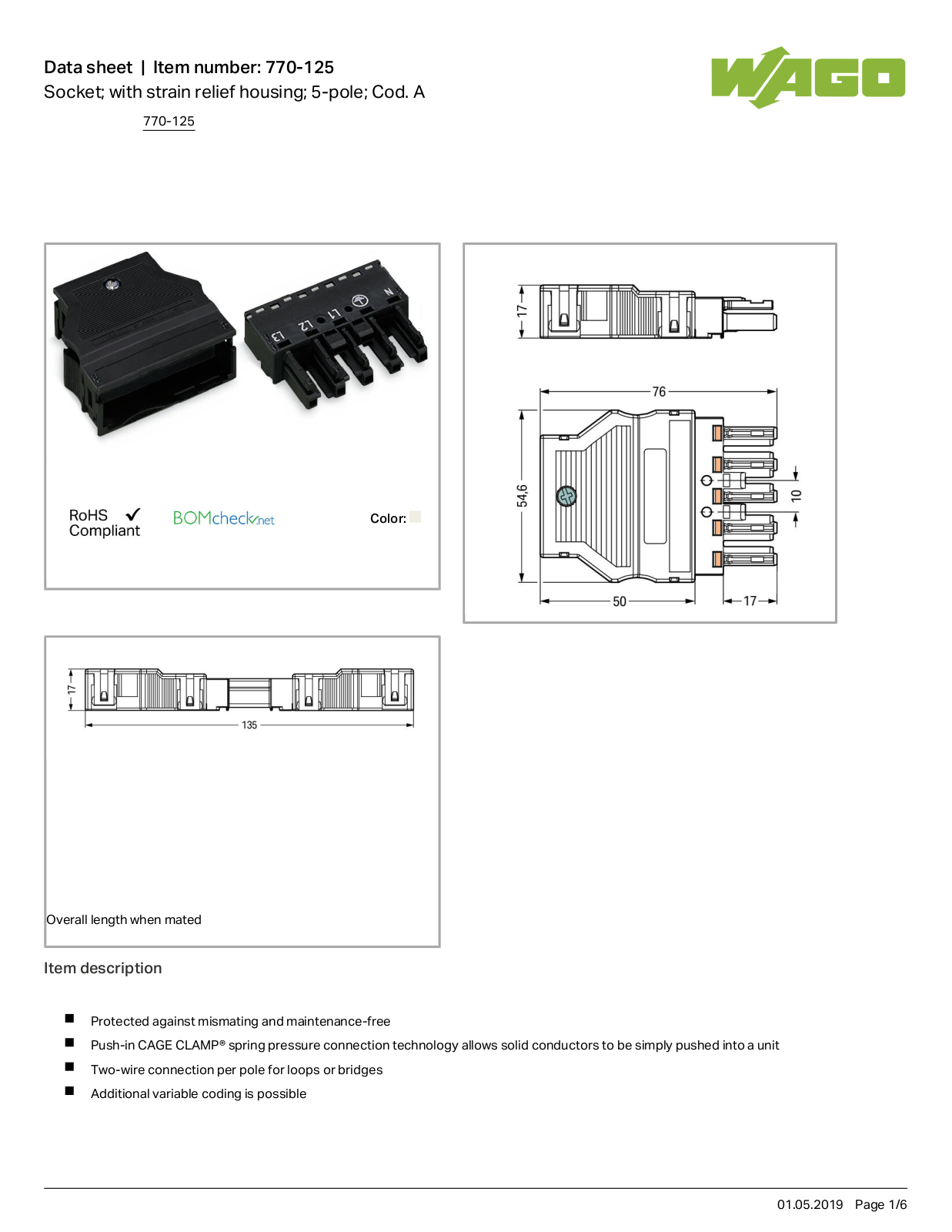 Wago 770-125 Data Sheet