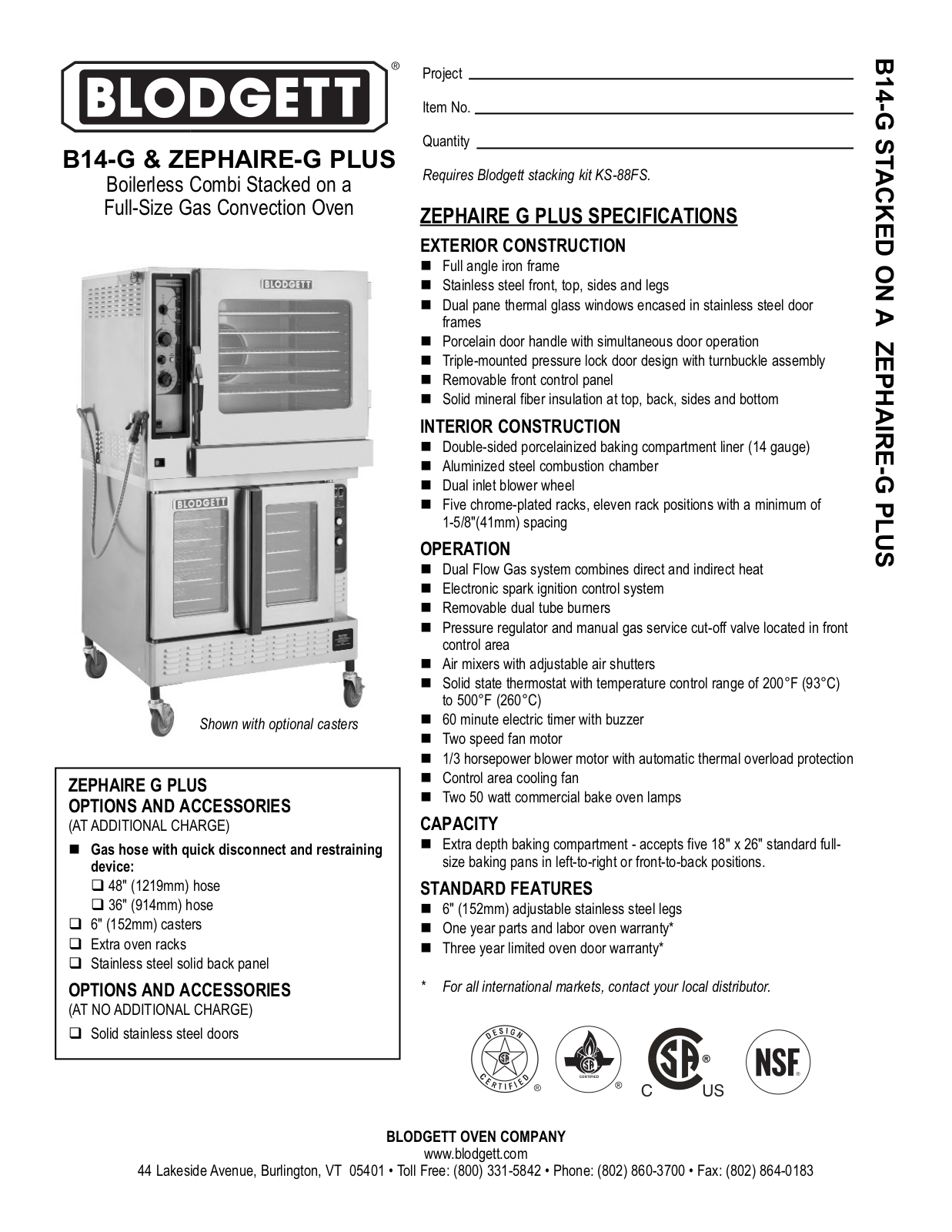 Blodgett B14-G User Manual