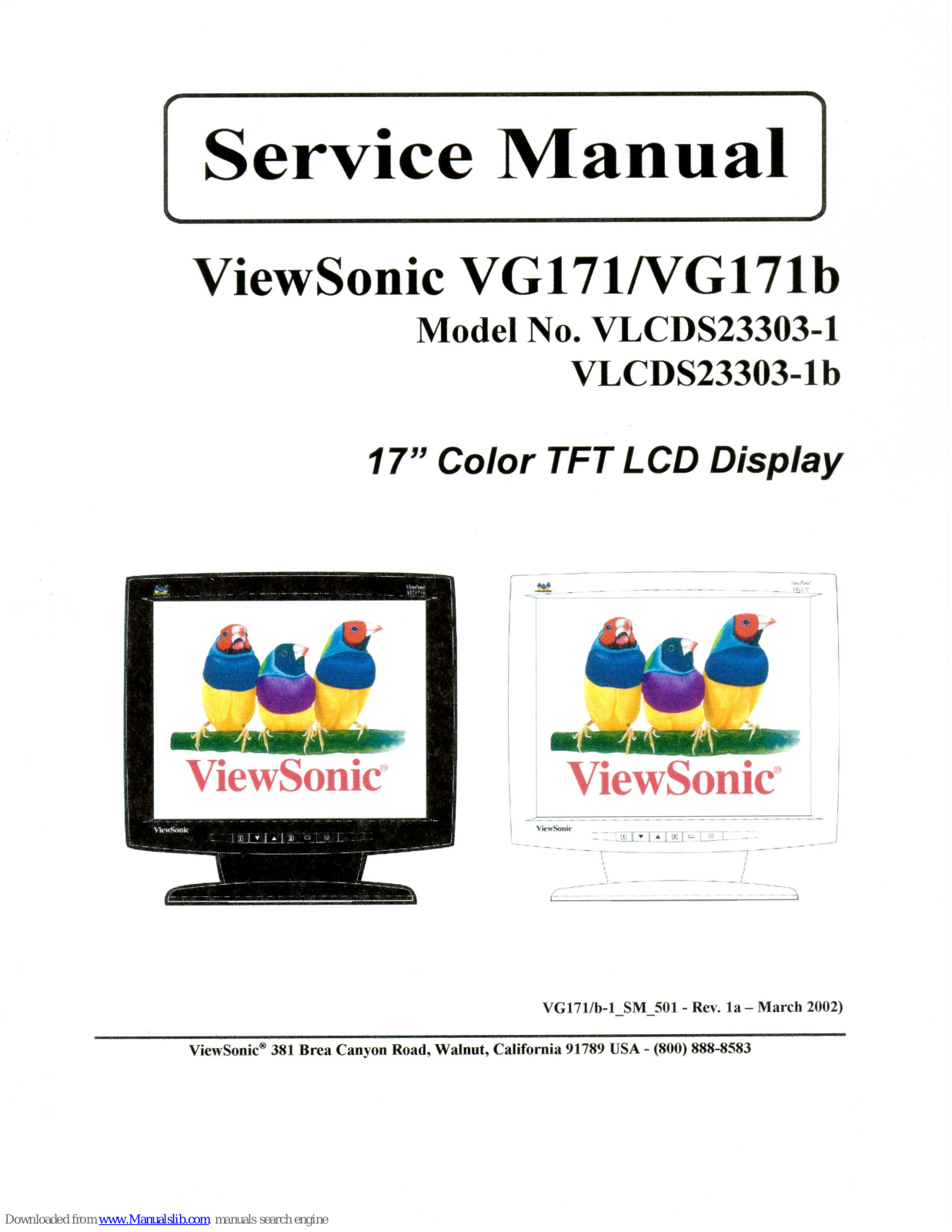 ViewSonic VG171, VG171b Service Manual