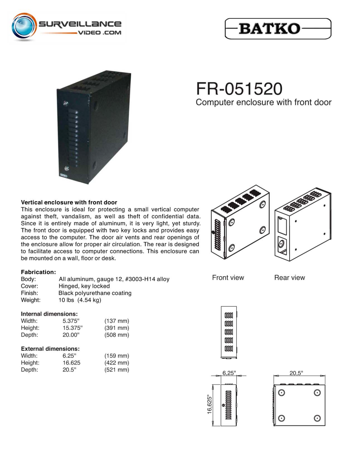 Batko FR-051520 Specsheet