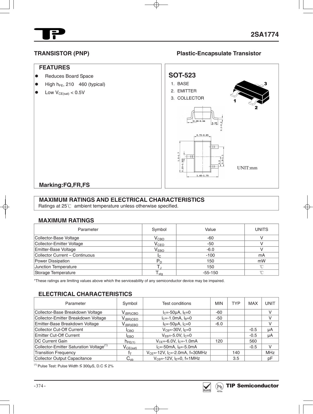 TIP 2SA1774 Schematic