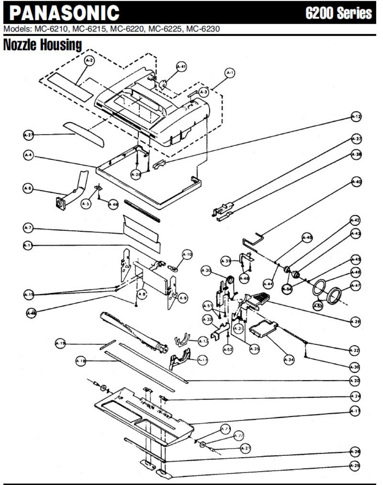 Panasonic 6210, 6225, 6215, 6220, 6230 Parts List