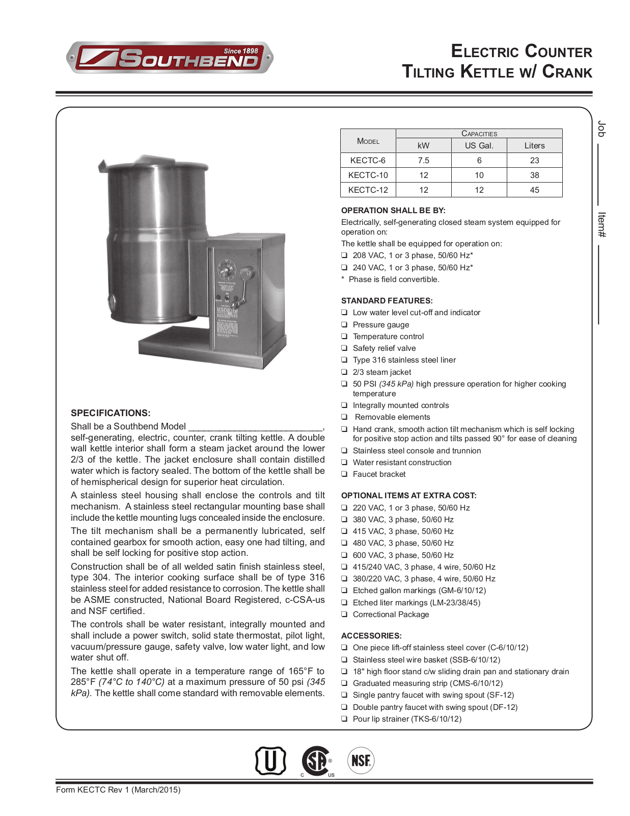 Southbend KECTC-10 User Manual