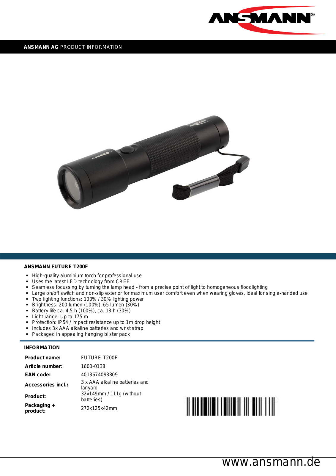 ANSMANN ANS 1600-0138 Datasheet - ManualMachine.com