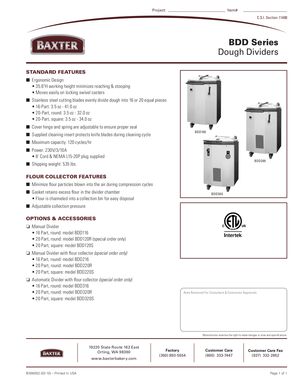 Baxter BDD116 User Manual