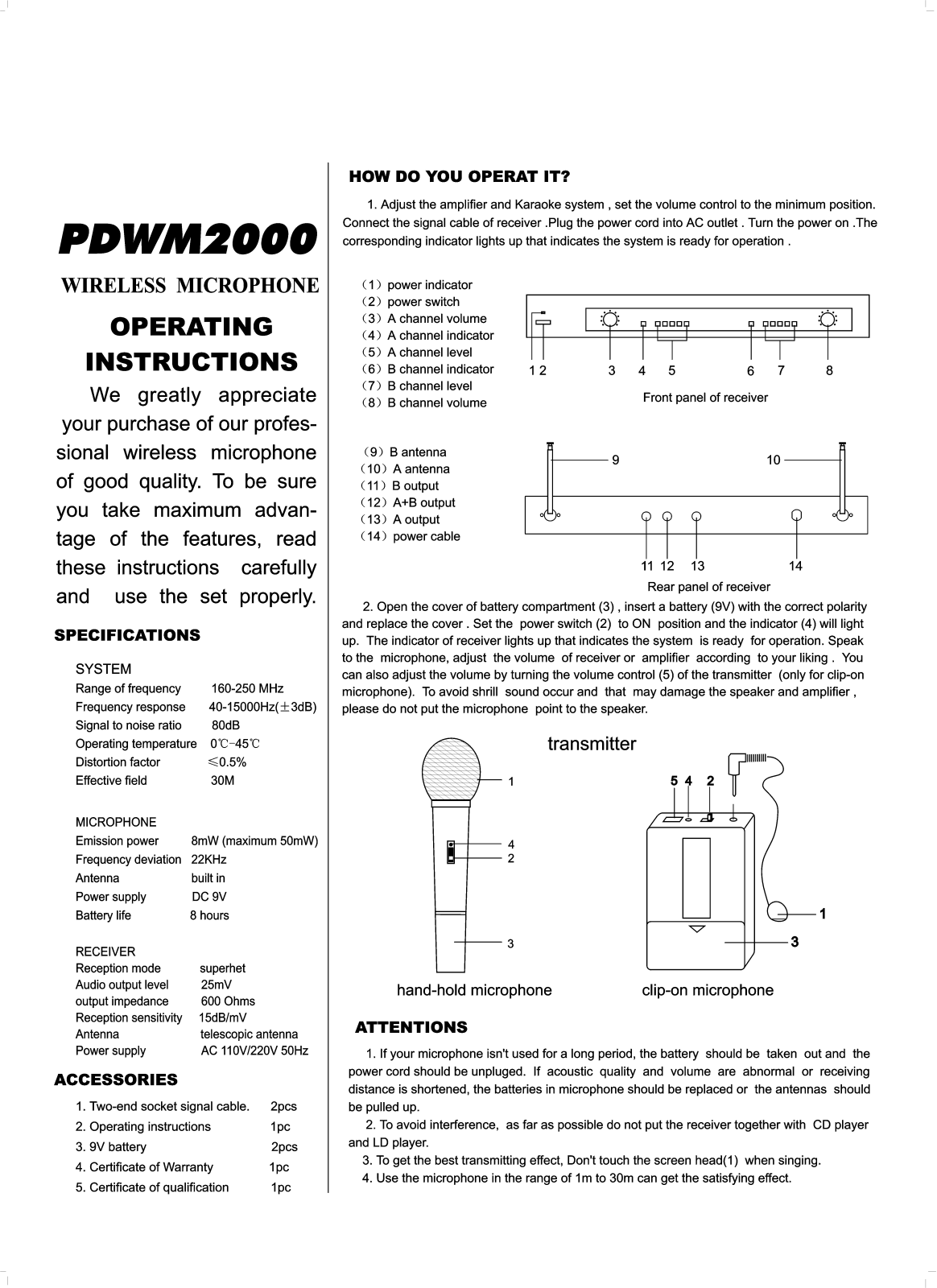 PYLE Audio PDMW2000 User Manual