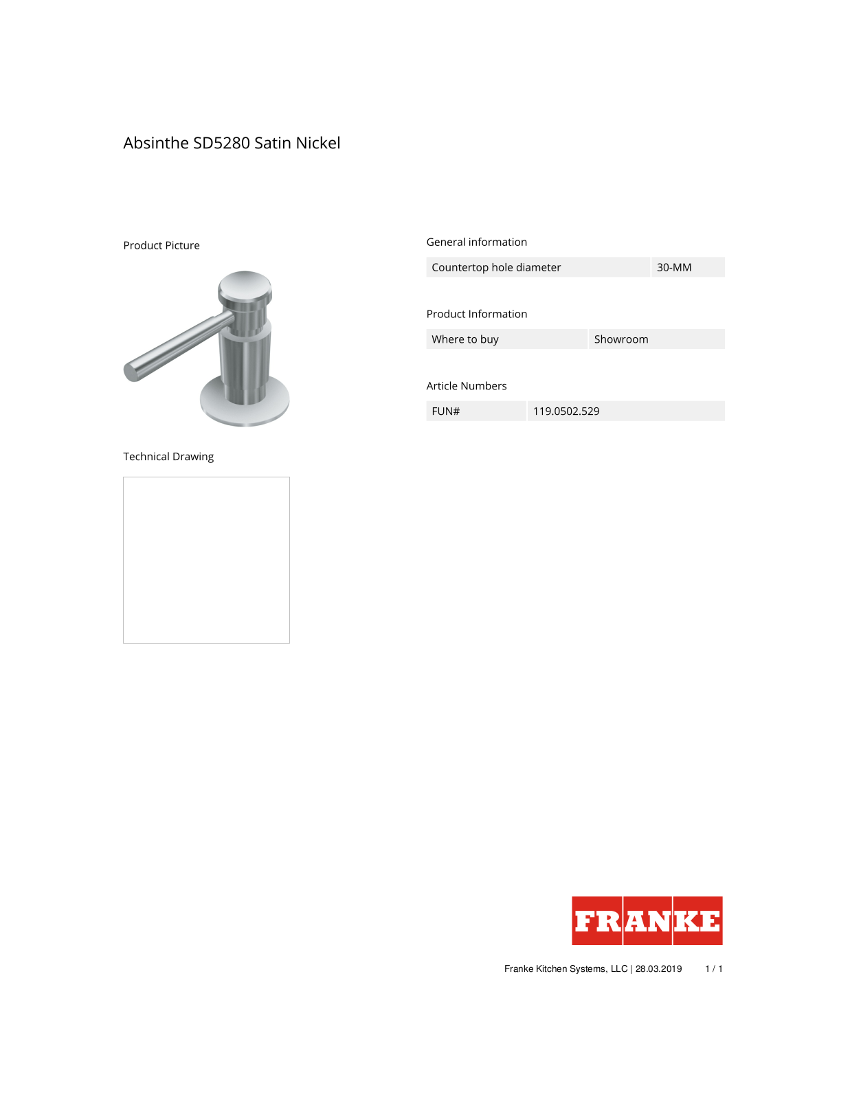 Franke SD5280 Factsheet