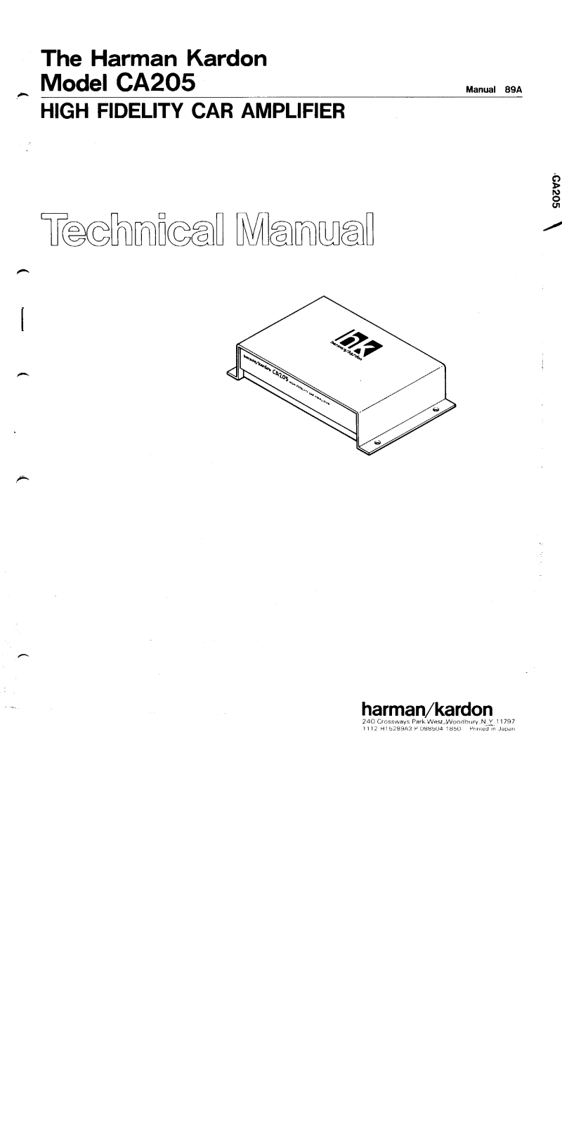 Harman Kardon CA-205 Service Manual