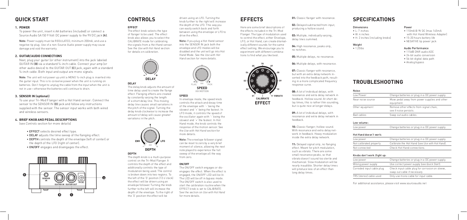 Source Audio Soundblox Tri-Mod Flanger User Manual