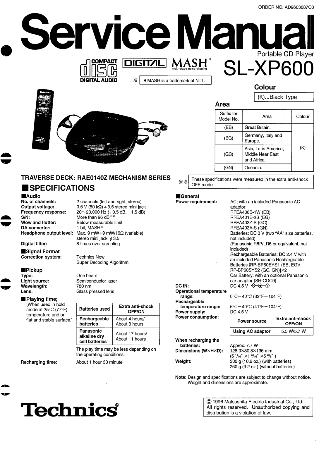 Technics SLXP-600 Service manual