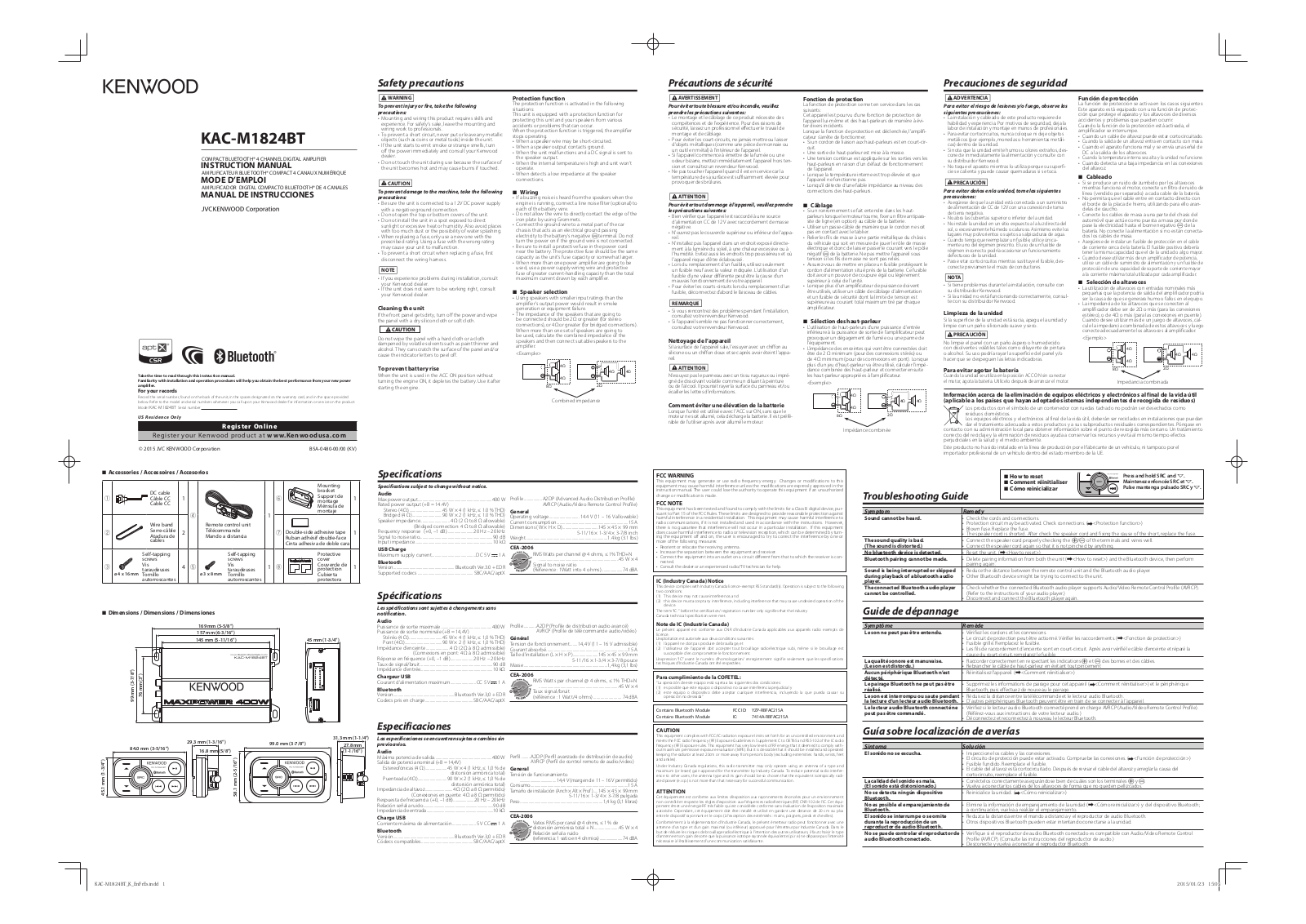 Kenwood KAC-M1824BT User Manual