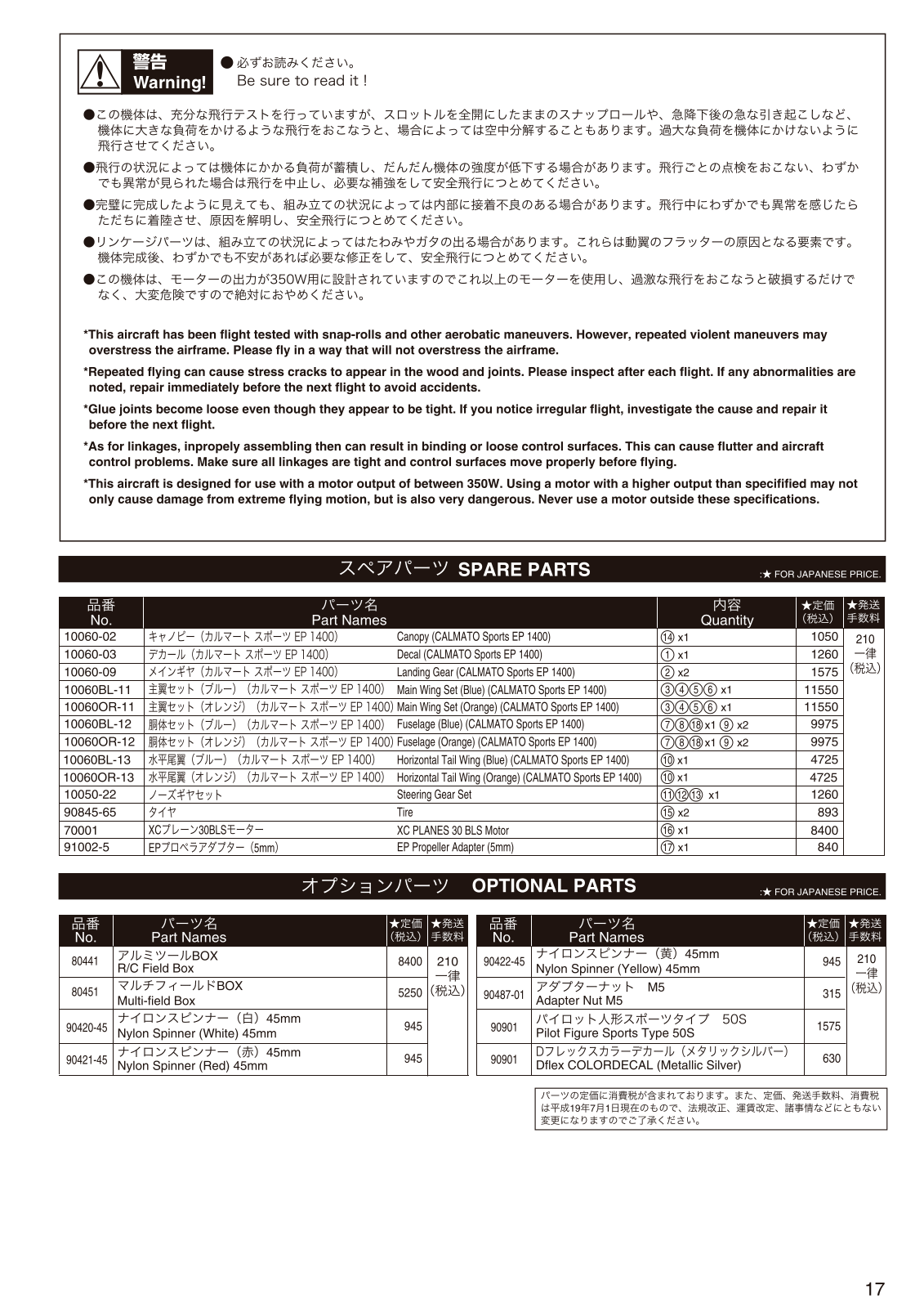 Kyosho CALMATO EP 1400 DATASHEET