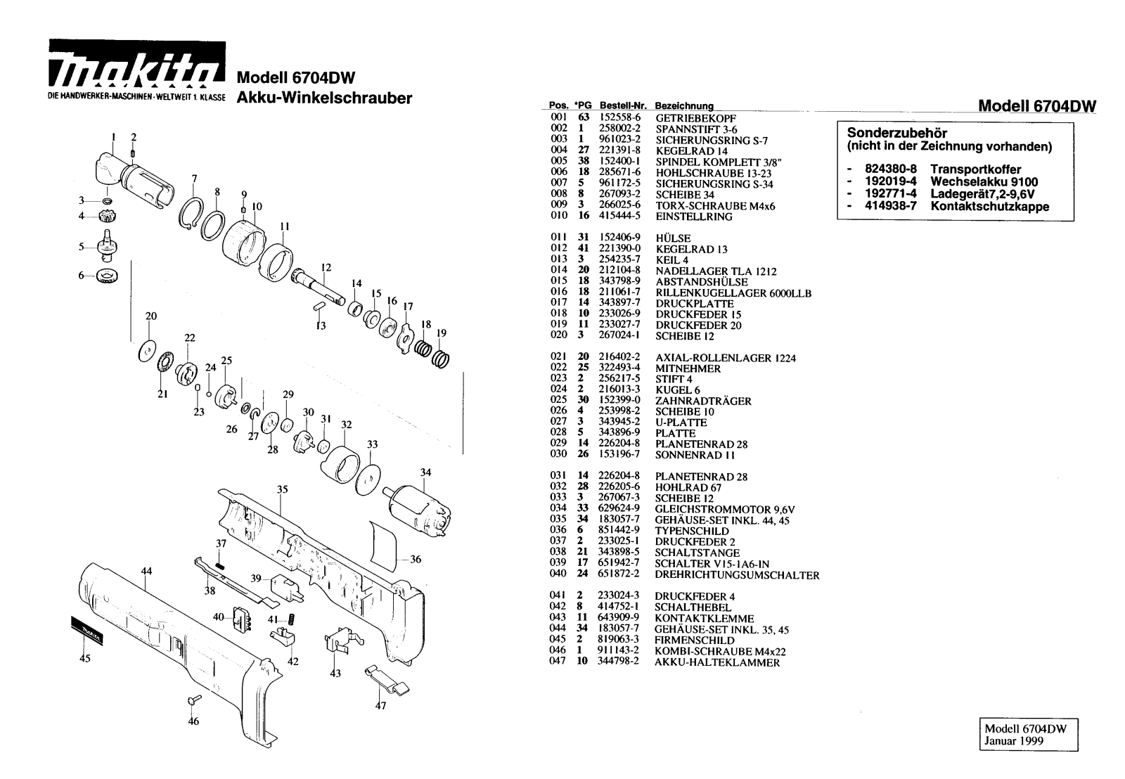 Makita 6704DW User Manual