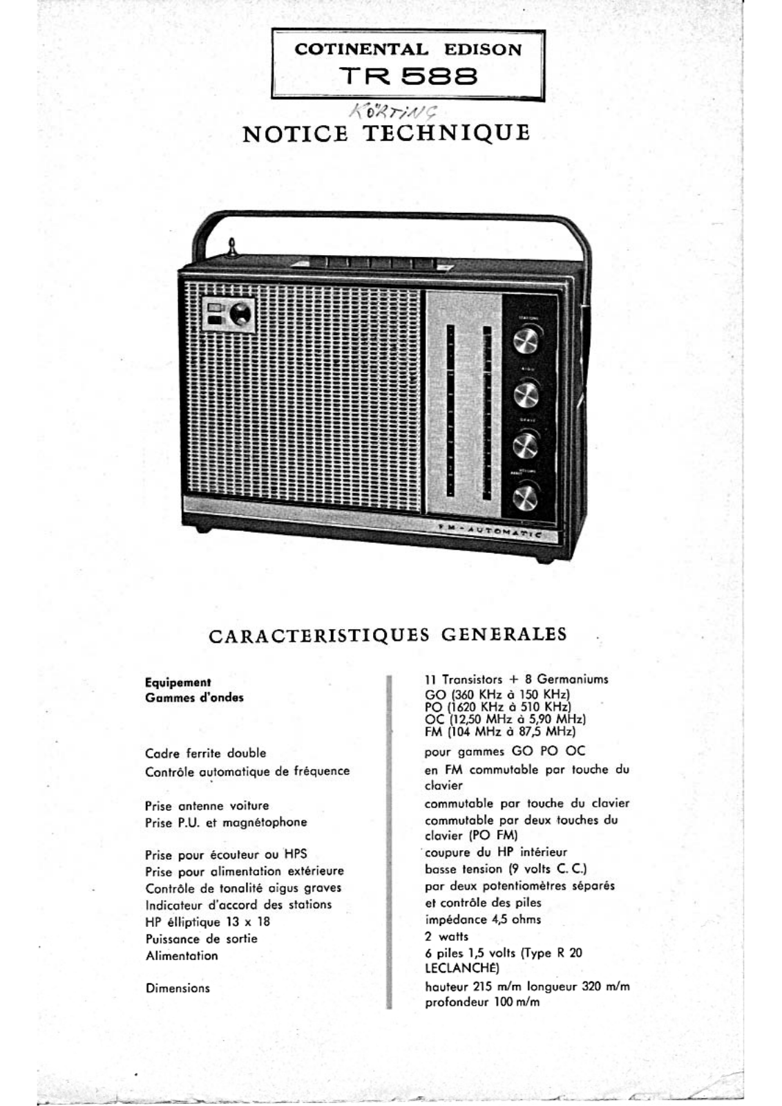 Continental Edison TR-588 Schematic