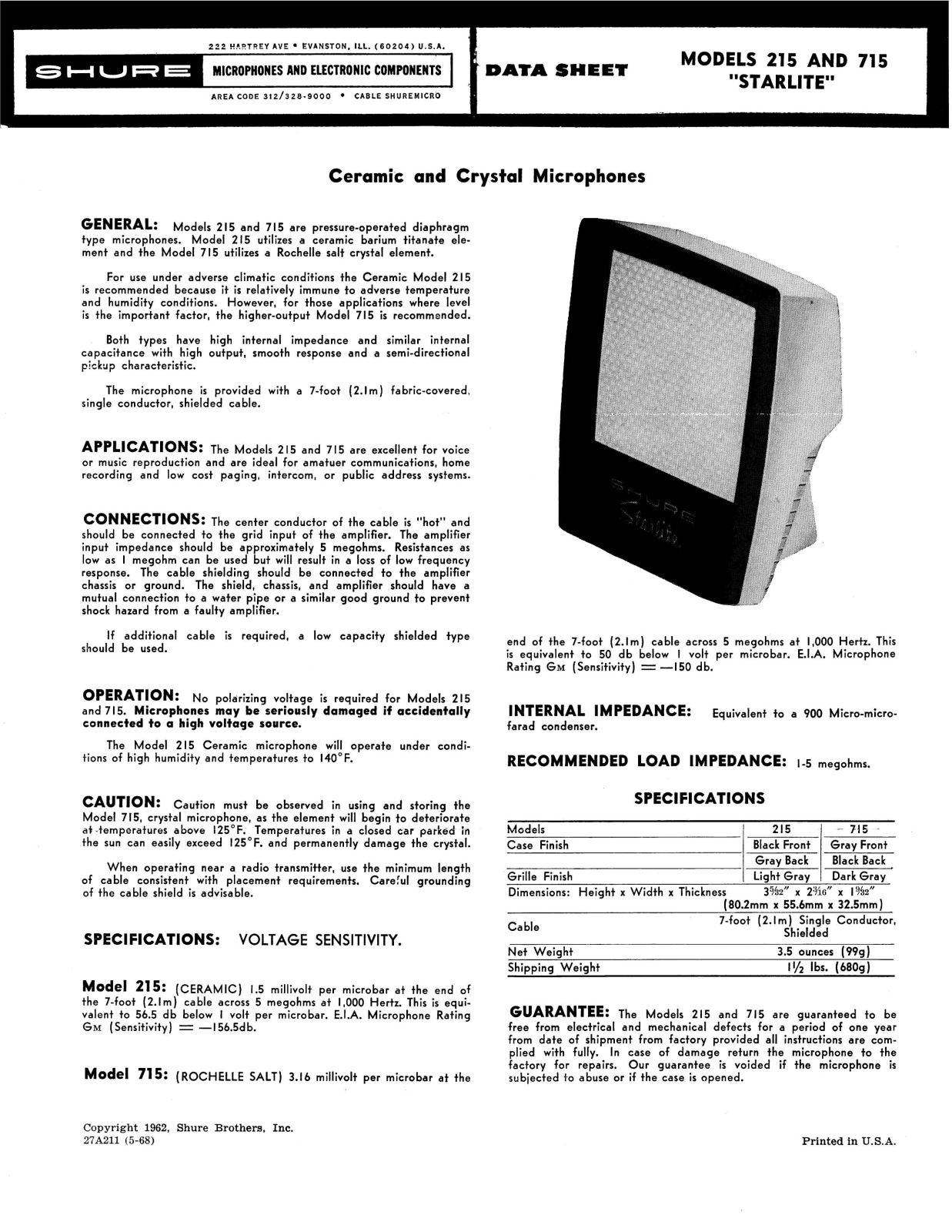Shure 715, 215 User Guide - ManualMachine.com
