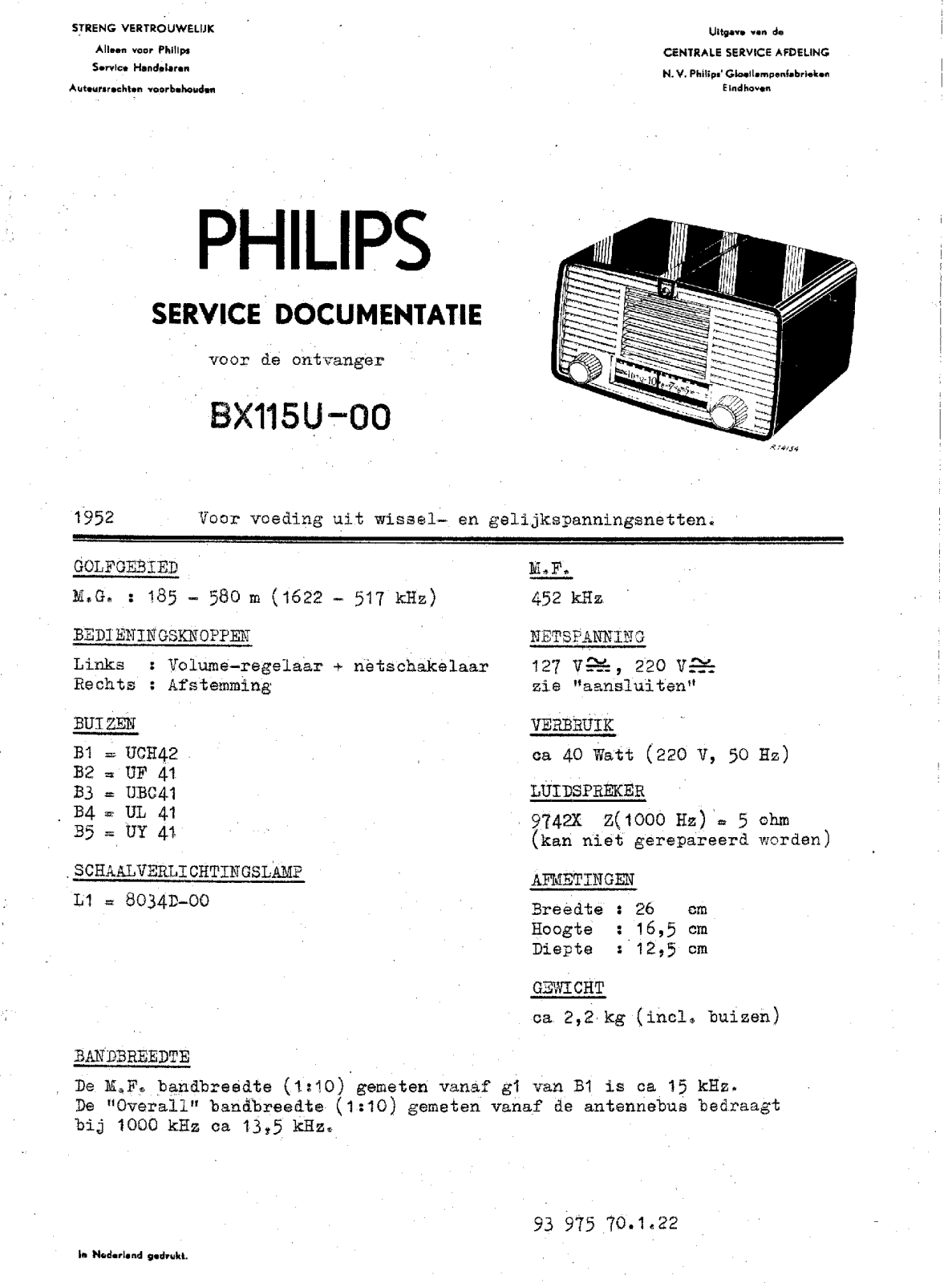 Philips BX-115-U Service Manual