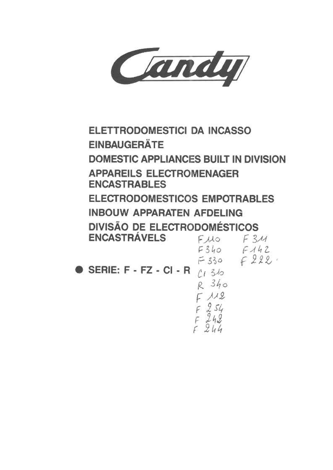 CANDY F112, F222CM, F222RA, F254CX, F254XOS User Manual