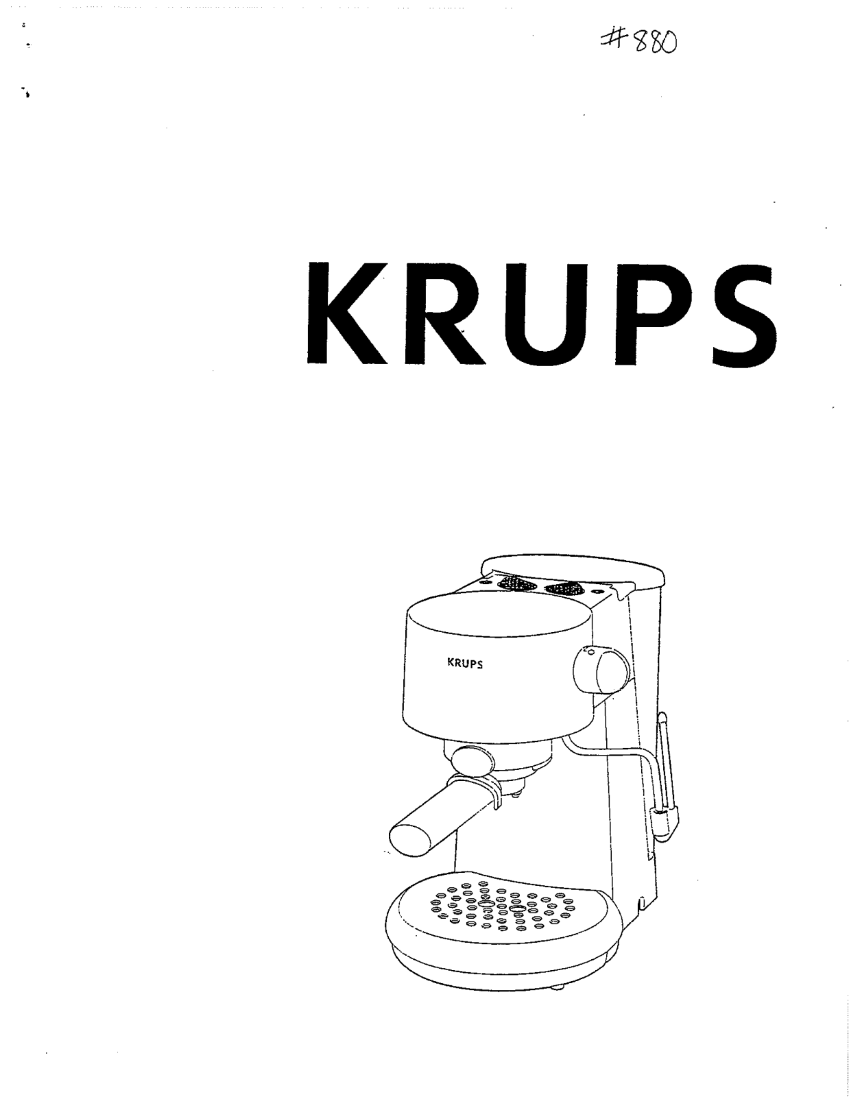 Krups 880, ESPRESSO GUSTO User Manual