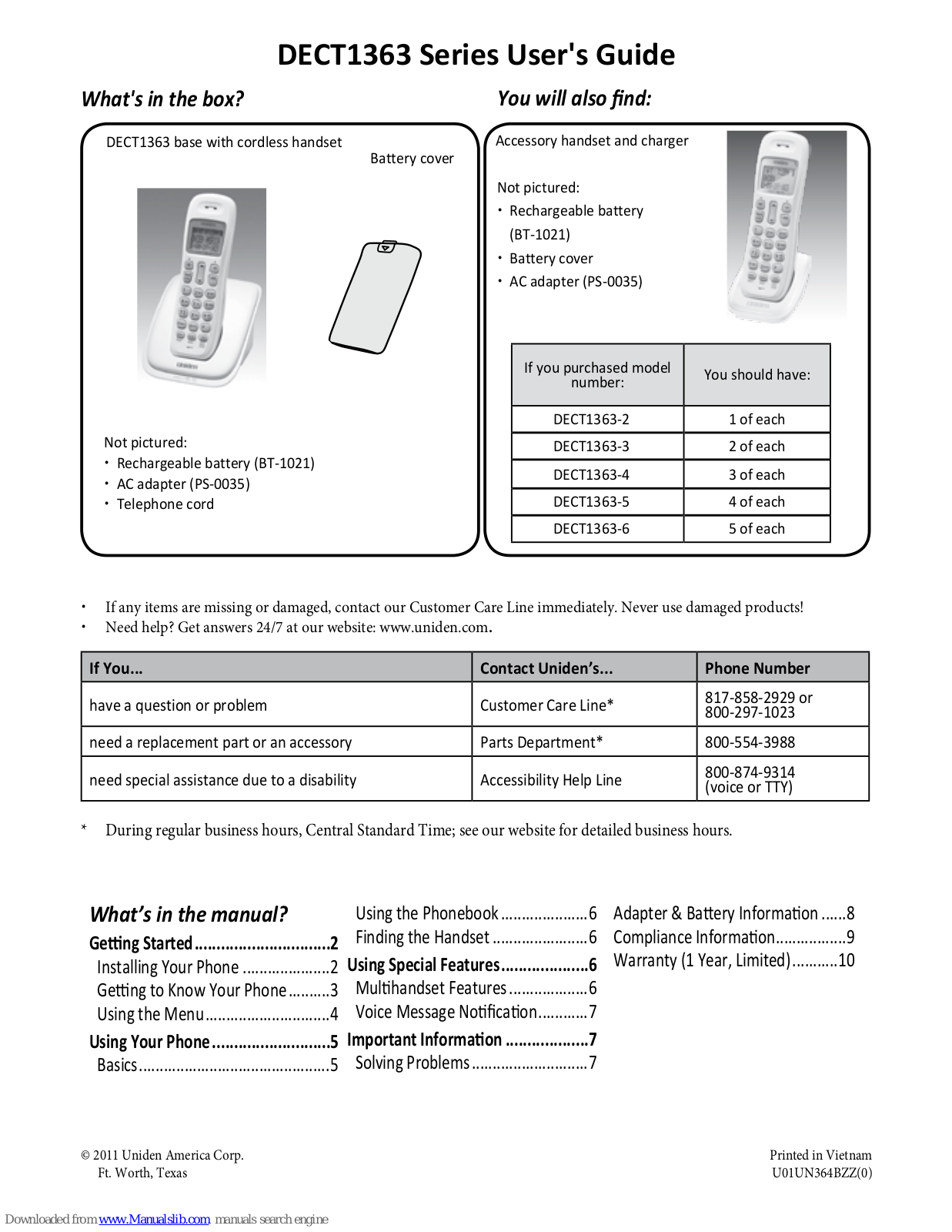 Uniden DECT1363-2, DECT1363-4, DECT1363-3, DECT1363-5, DECT1363-6 User Manual