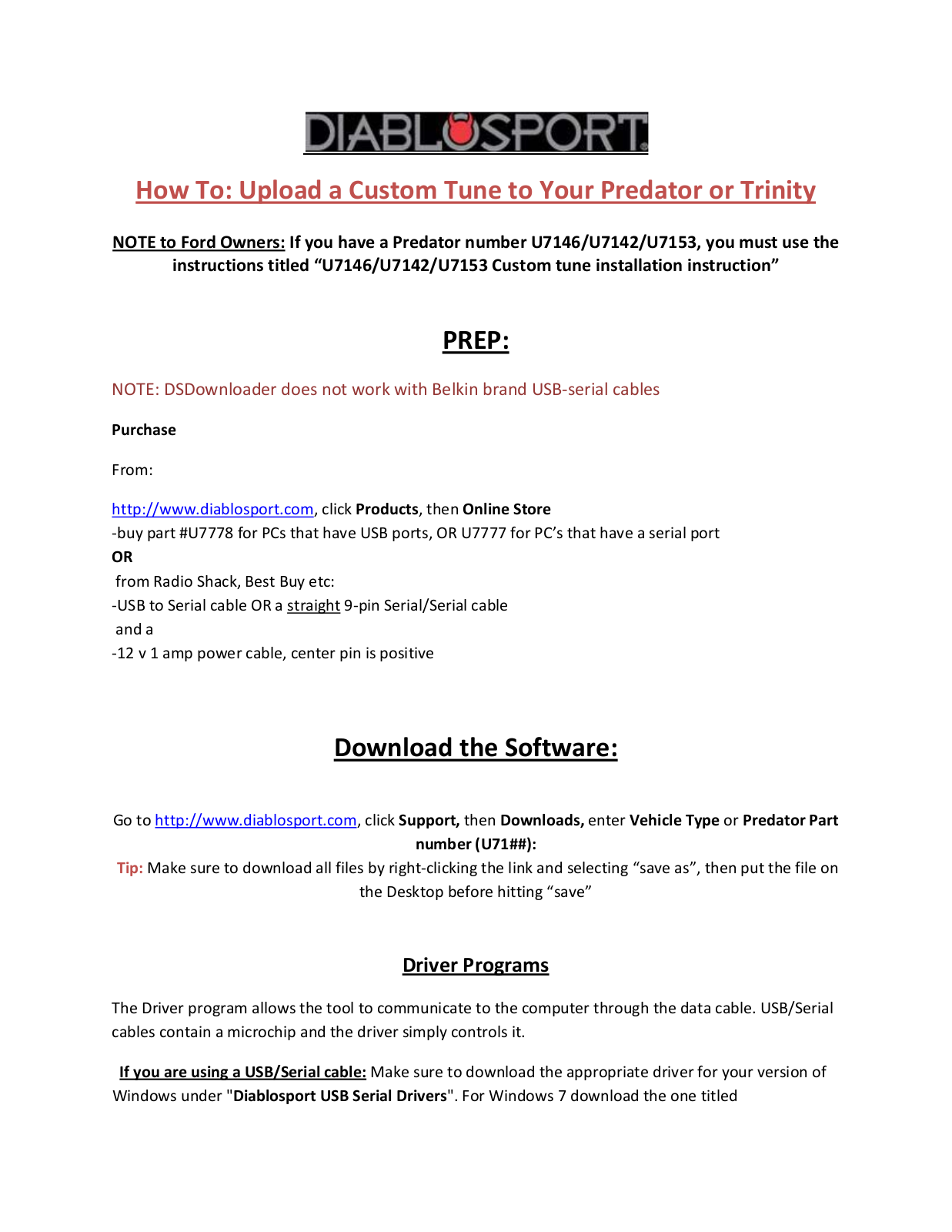 DiabloSport Upload a Custom Tune to Your Predator or Trinity User Manual