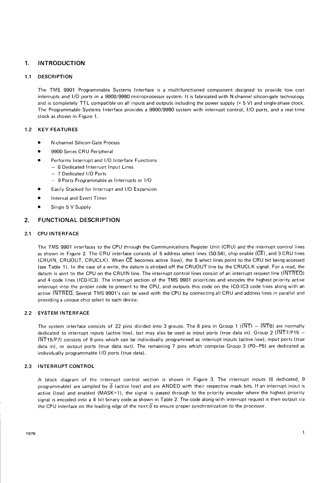 Texas Instruments TMS9901NL-40, TMS9901NL Datasheet