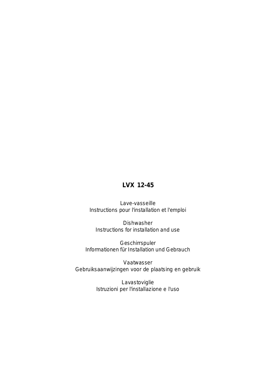 SCHOLTES LVX1245 User Manual