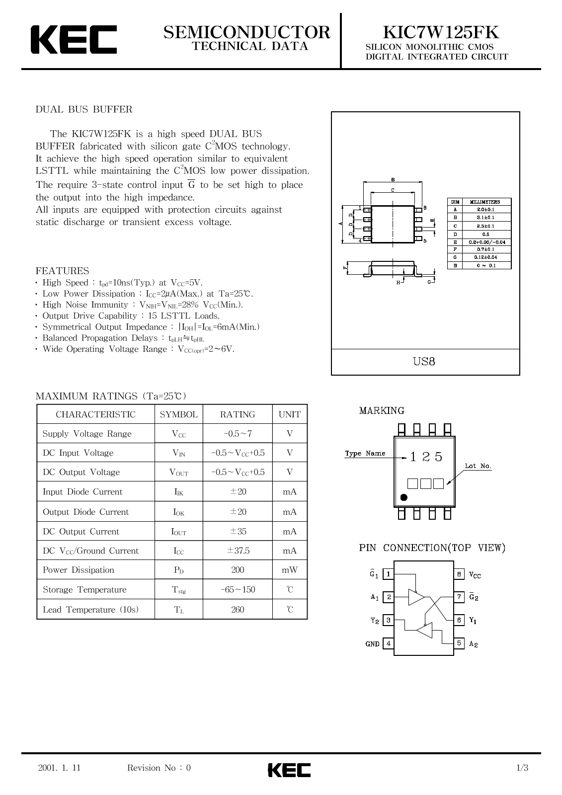 KEC KIC7W125FK Datasheet