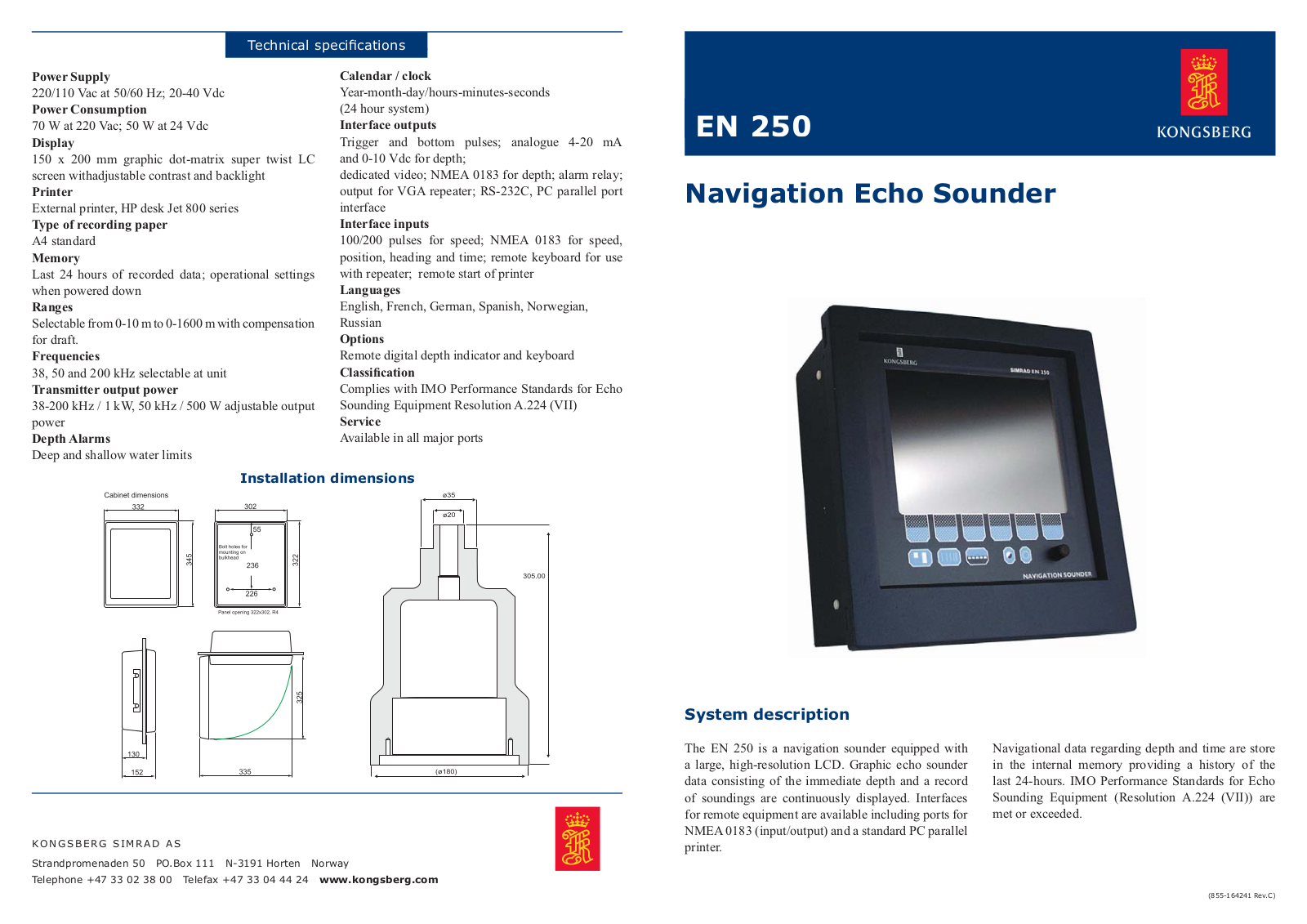 Simrad EN 250 DATASHEET